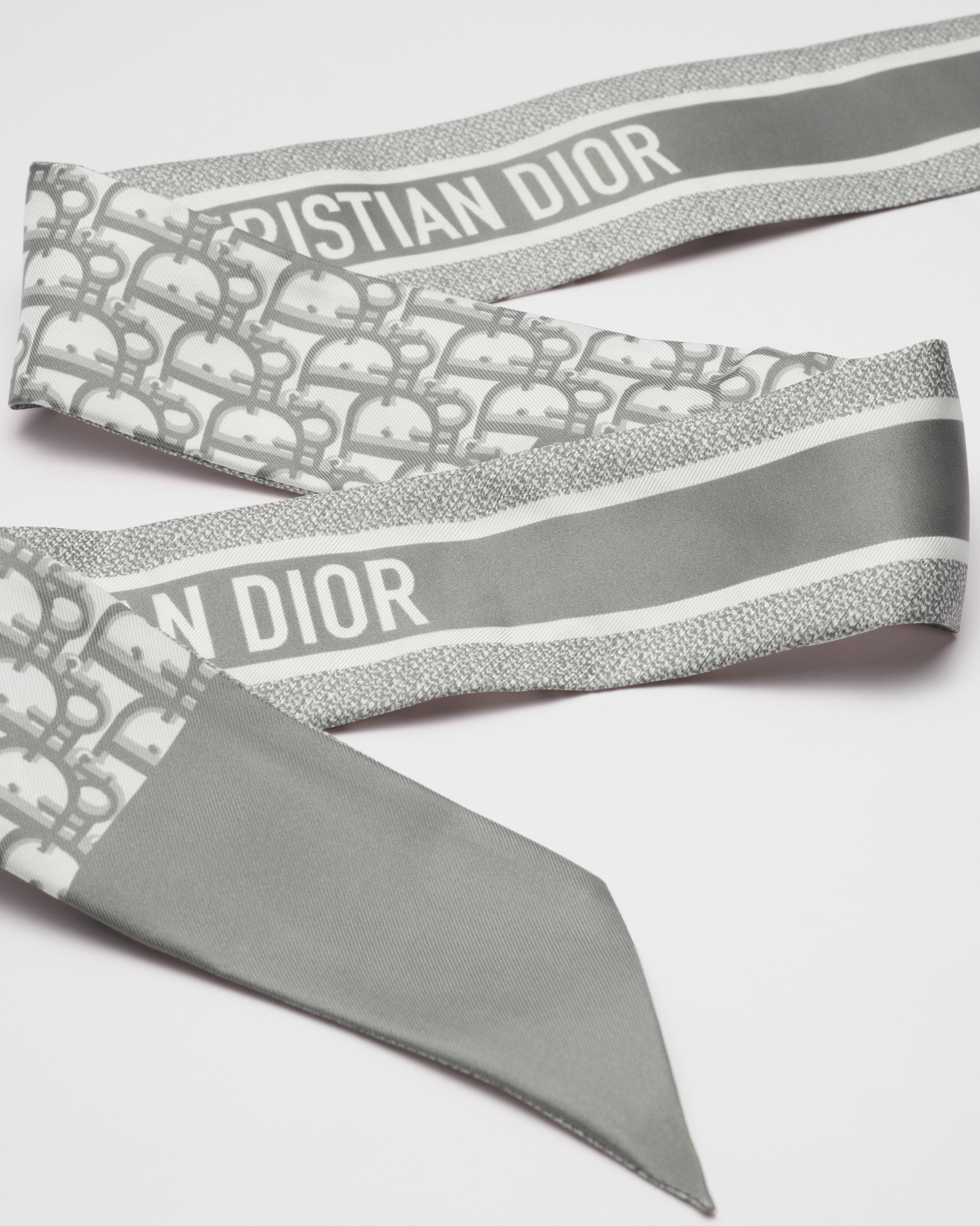 Dior Oblique Mitzah Scarf Gray Silk Twill E10