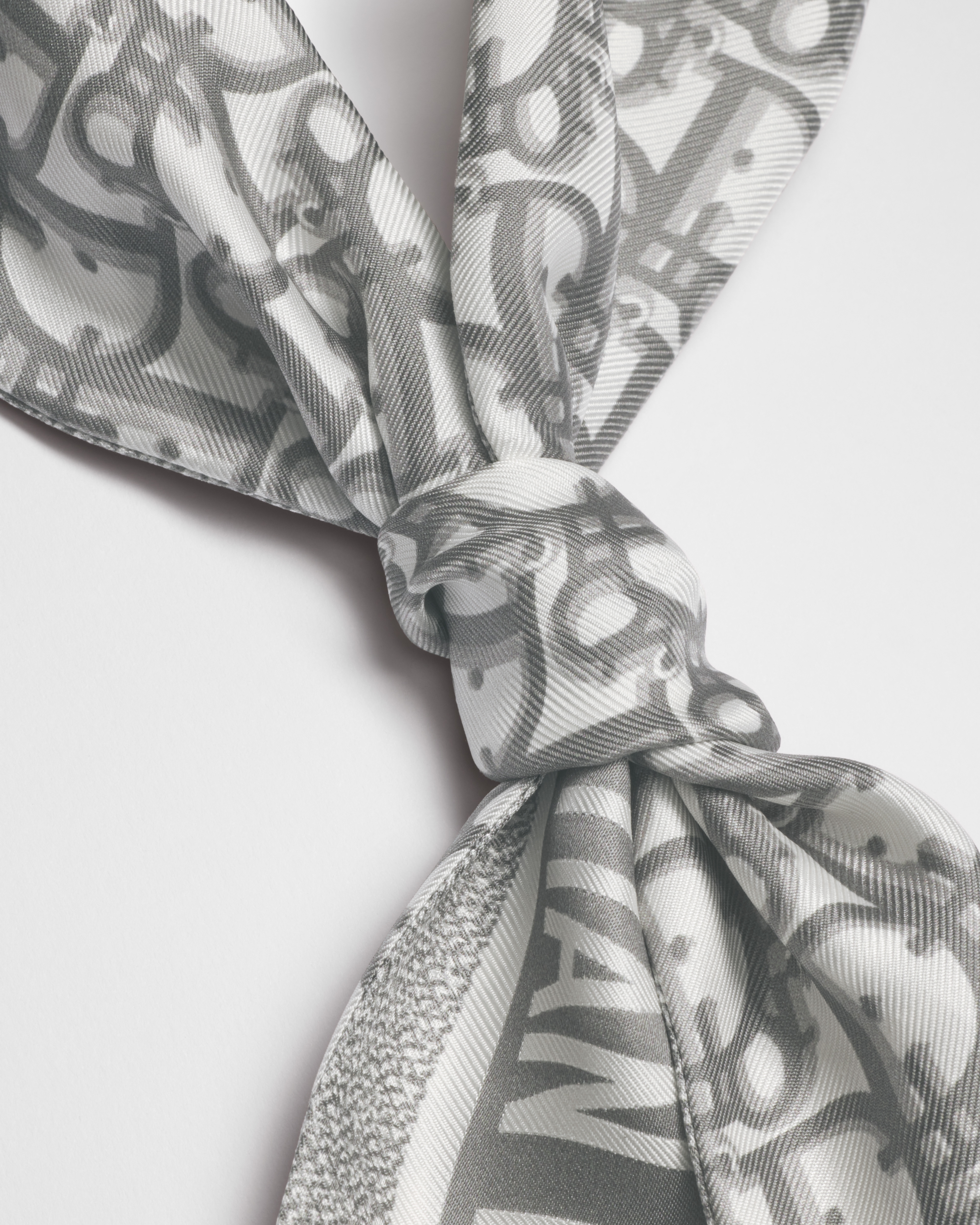 Dior Oblique Mitzah Scarf Gray Silk Twill E12