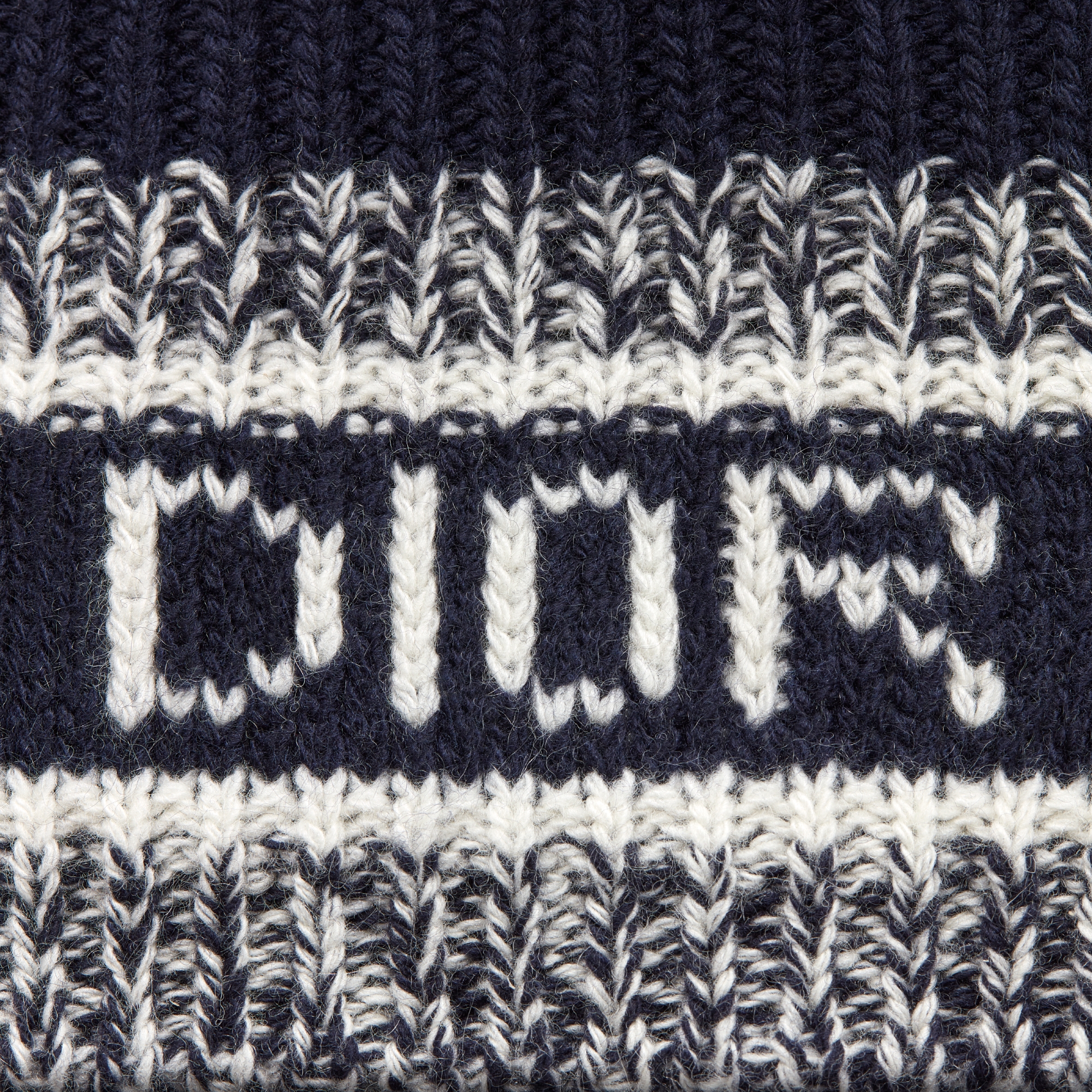 D-White-beanie Gebreid van marineblauwe wol en kasjmier E09