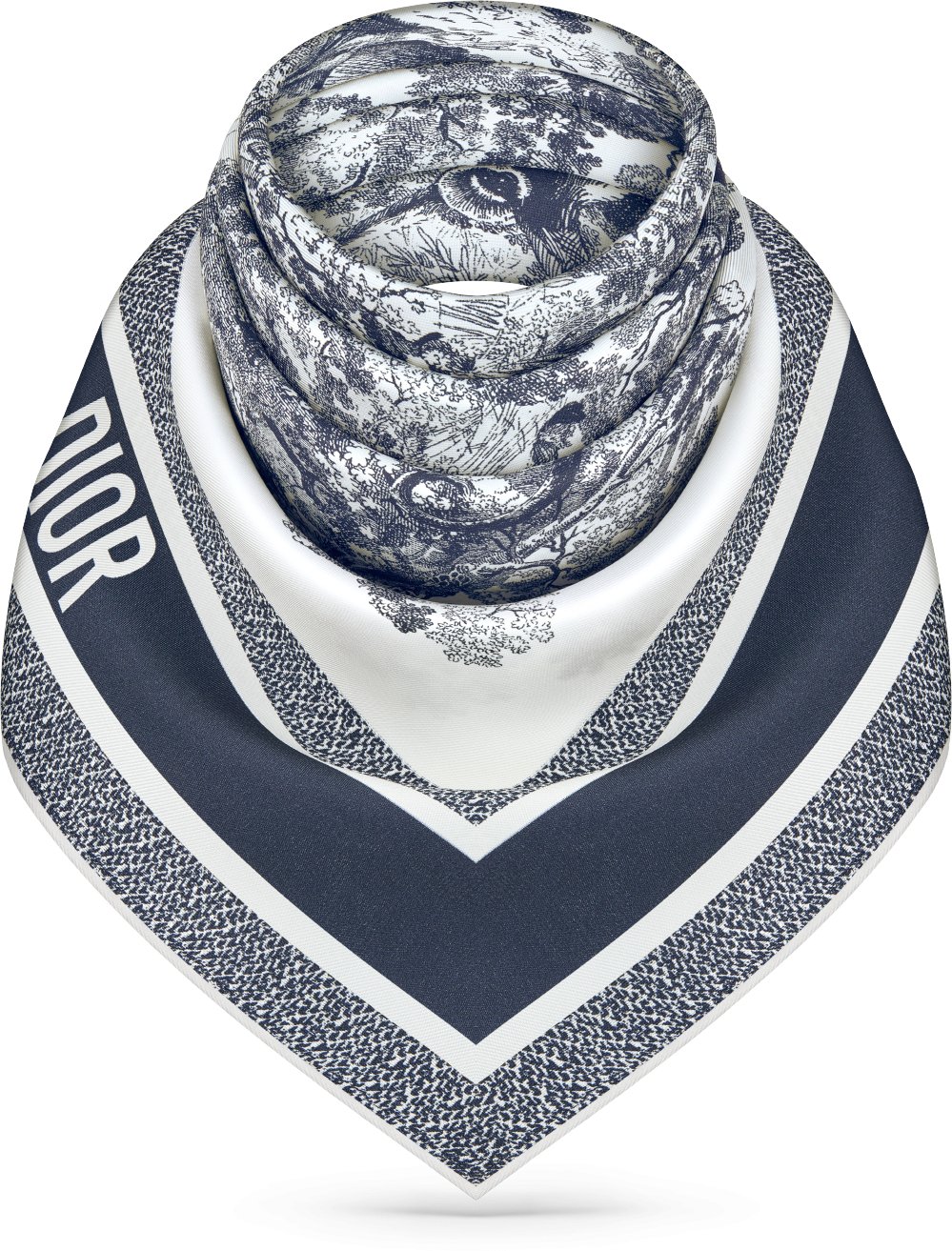 福袋 大丸 Ivory Scarf Square 90 Sauvage Jouy de Toile and DIOR | Twill Silk Blue Navy 小物