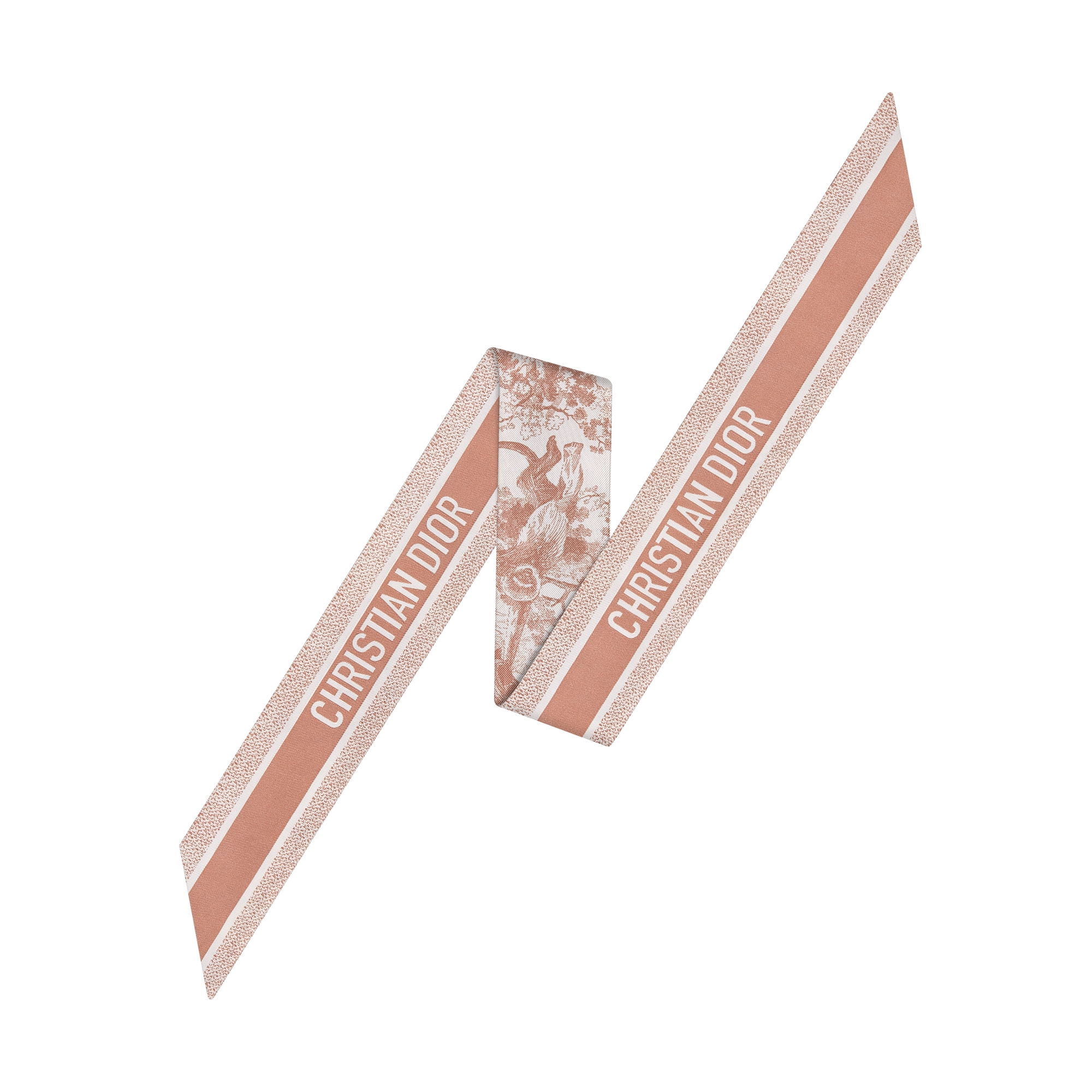 Toile de Jouy Sauvage Mitzah Scarf Ivory and Pink Silk Twill E08