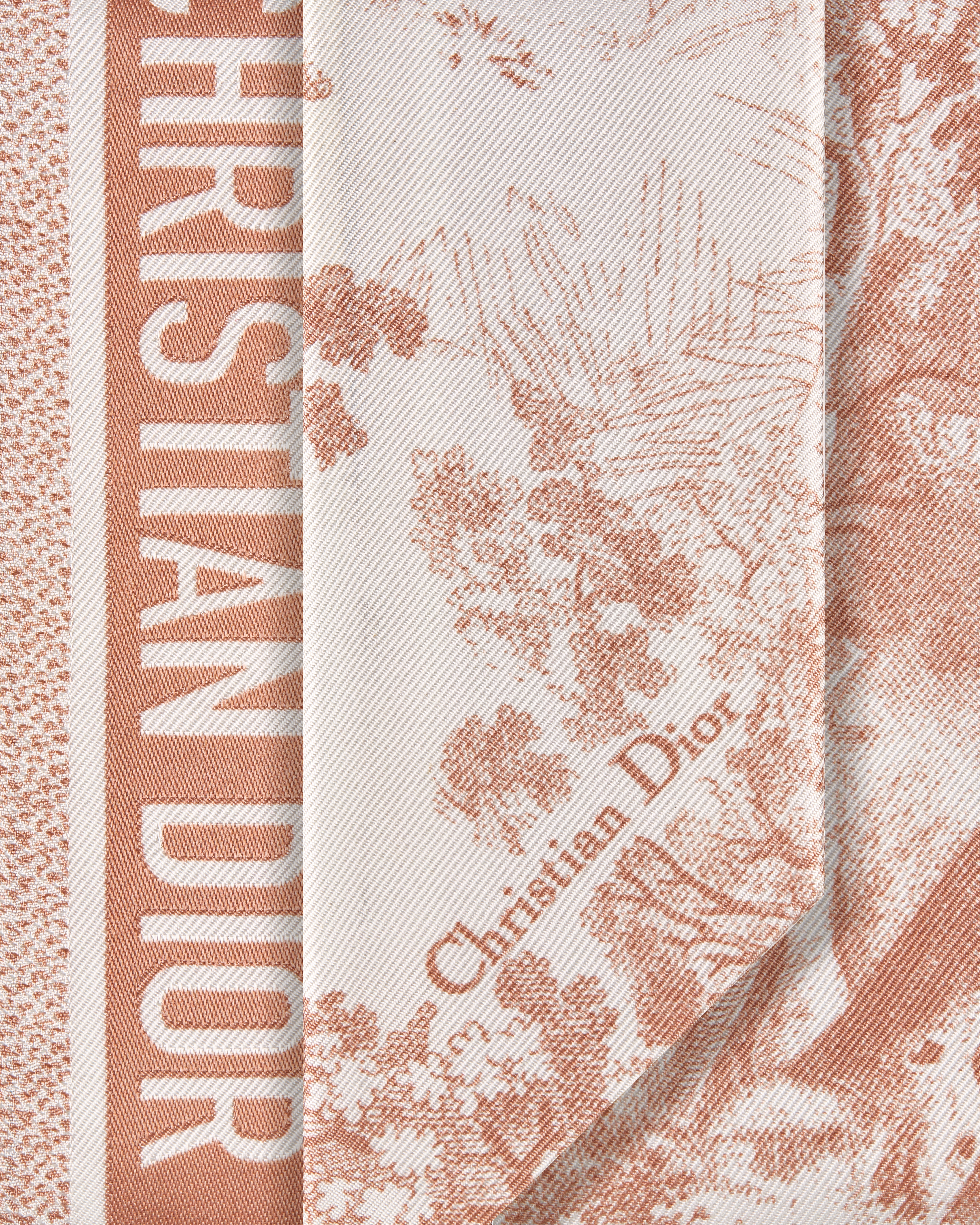 Toile de Jouy Sauvage Mitzah-Schal Seidentwill in Elfenbeinfarbe und Rosa E09