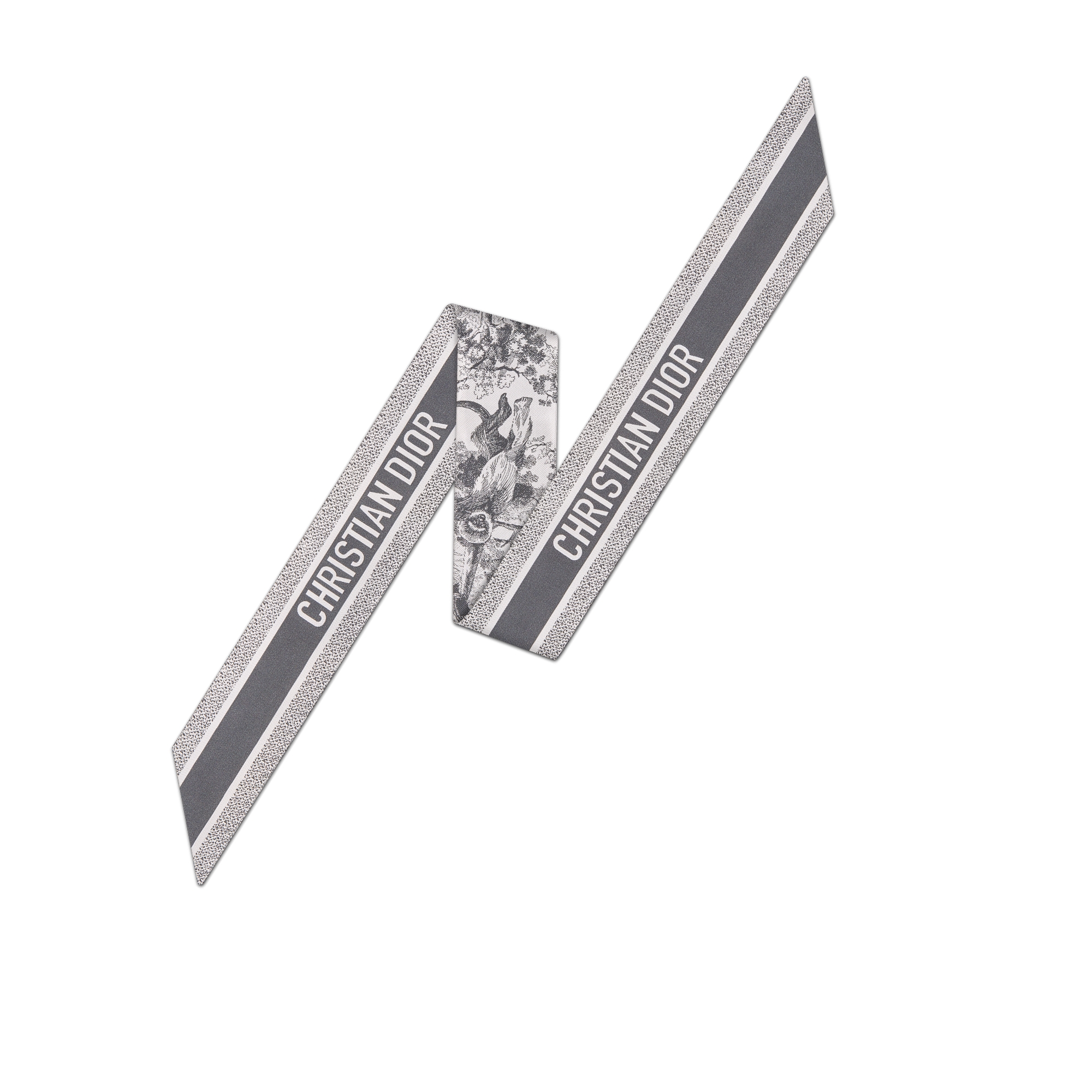 Toile de Jouy Sauvage Mitzah-Schal Seidentwill in Elfenbeinfarbe und Grau E08