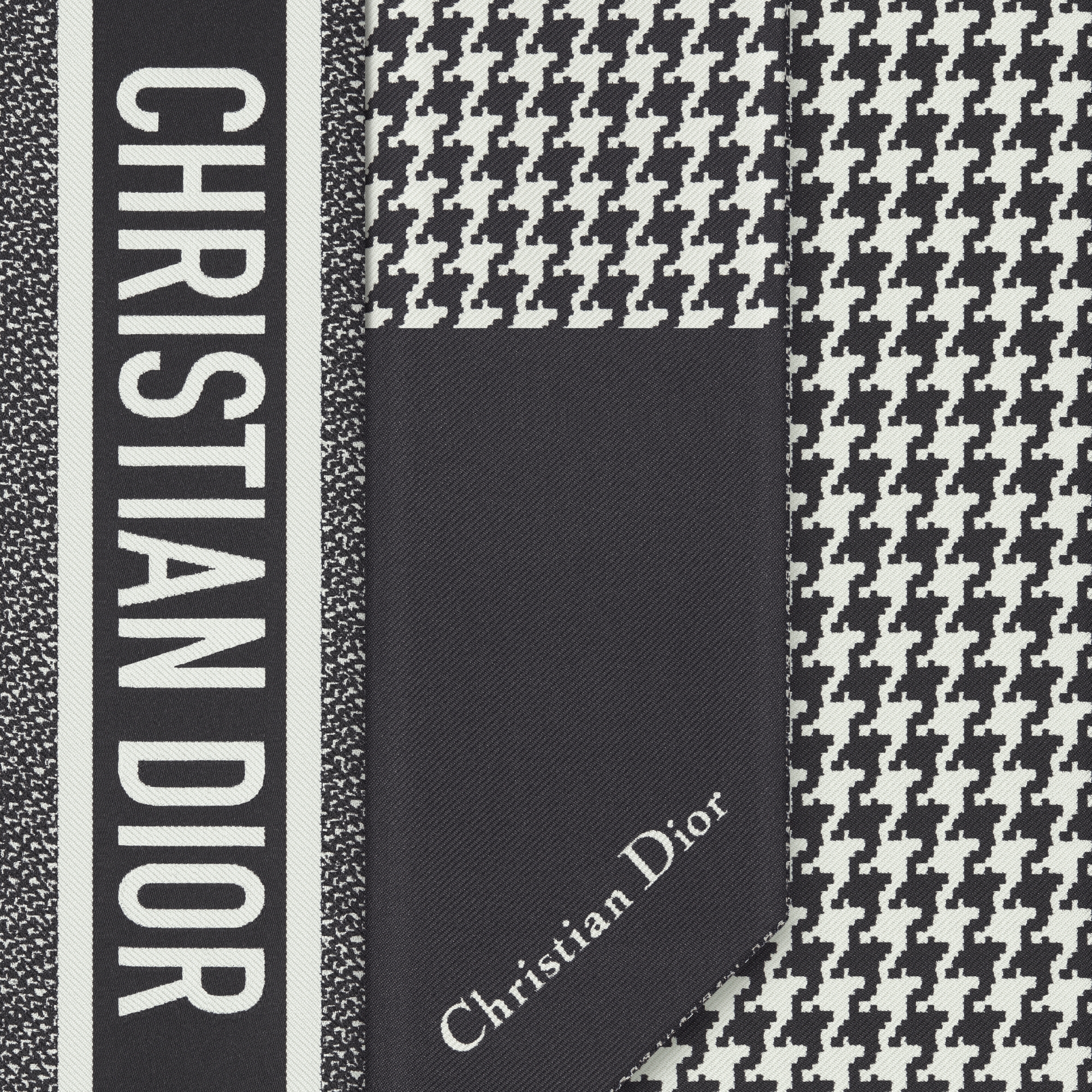 30 Montaigne Mitzah Scarf Black and White Silk Twill E09