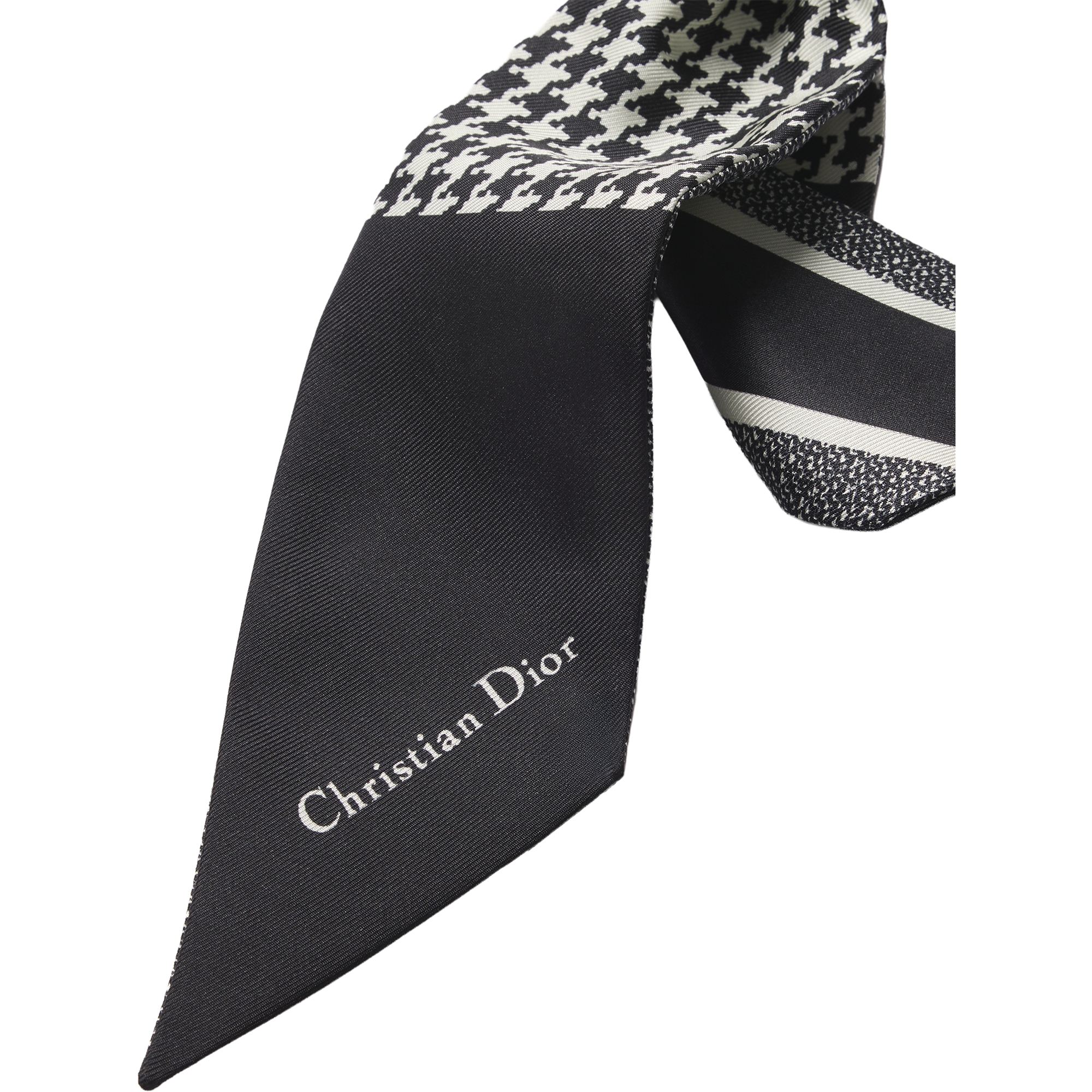 30 Montaigne Mitzah Scarf Black and White Silk Twill E12