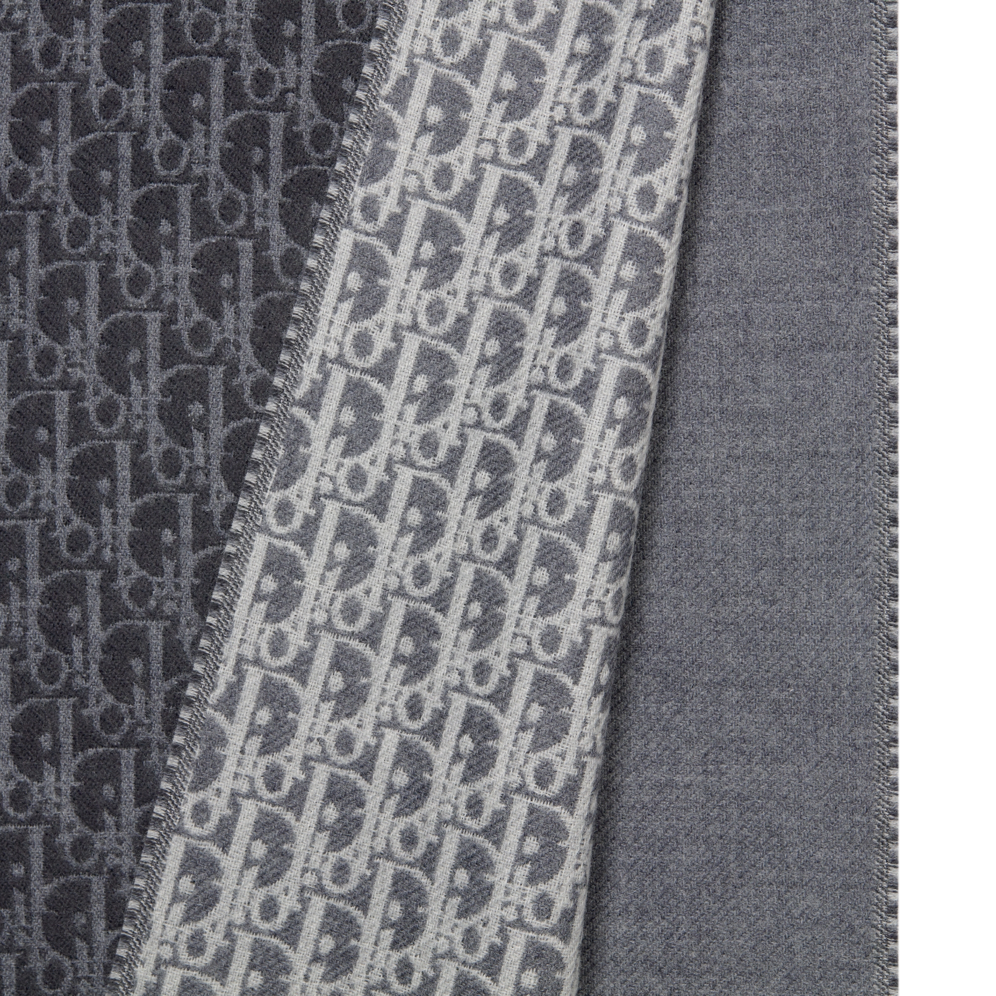 Dior Oblique Scarf Gray and White Wool E09