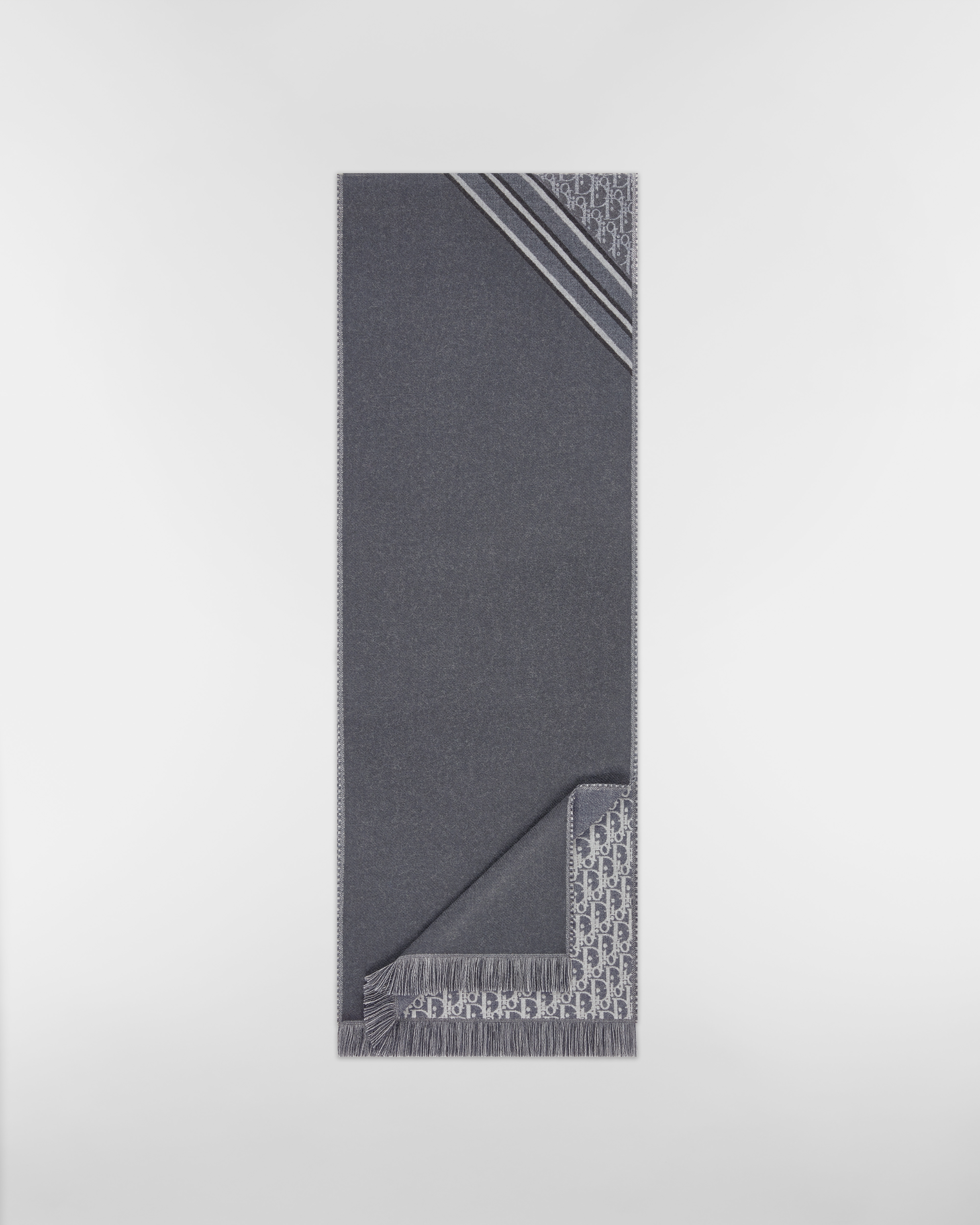 Sciarpa Dior Oblique Lana grigia e bianca E08