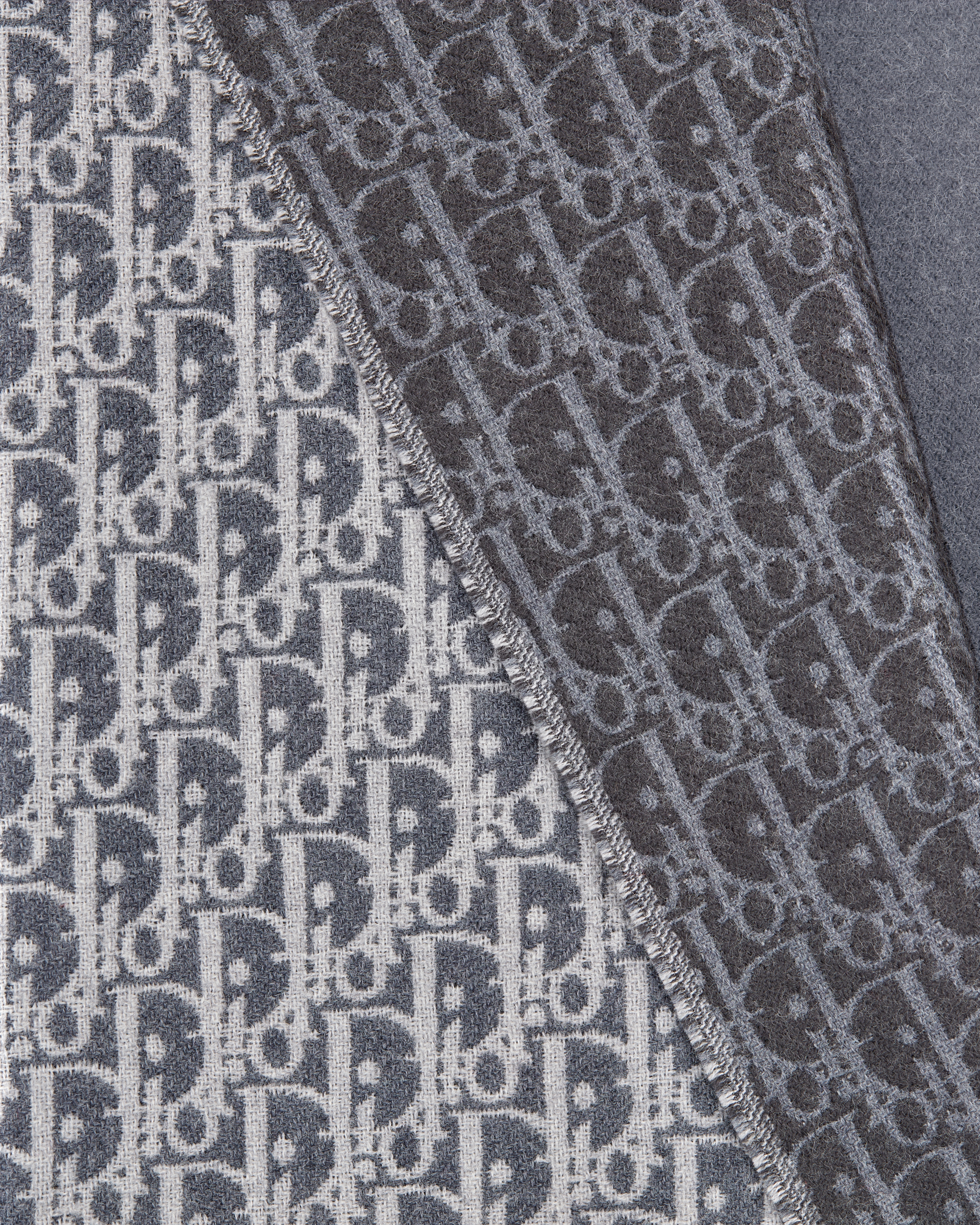 Sciarpa Dior Oblique Lana grigia e bianca E09