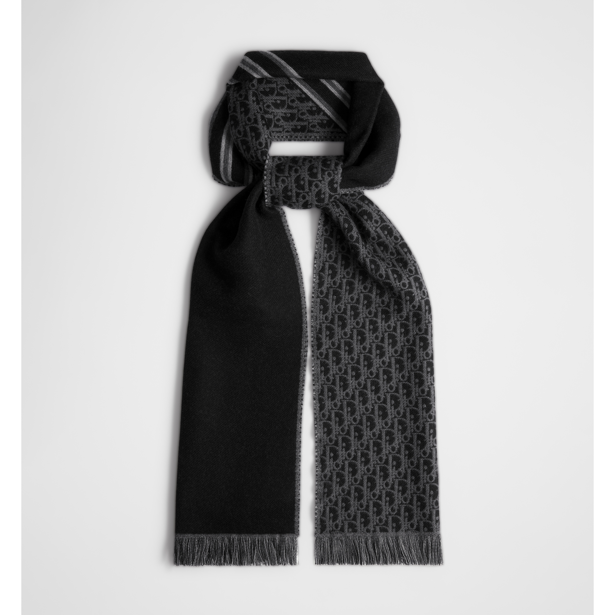 Dior Oblique Scarf Black and Gray Wool E04