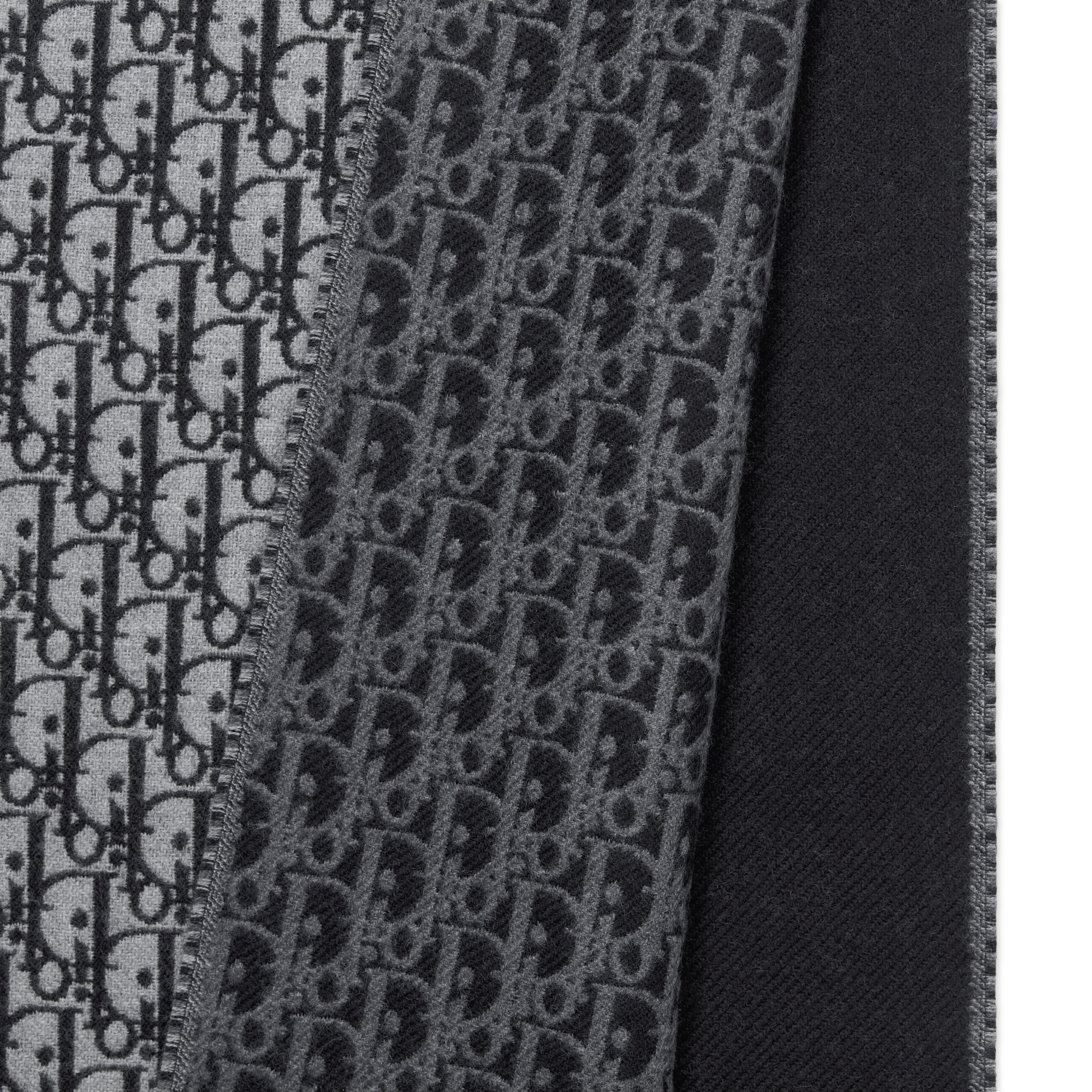 Dior Oblique Scarf Black and Gray Wool E09