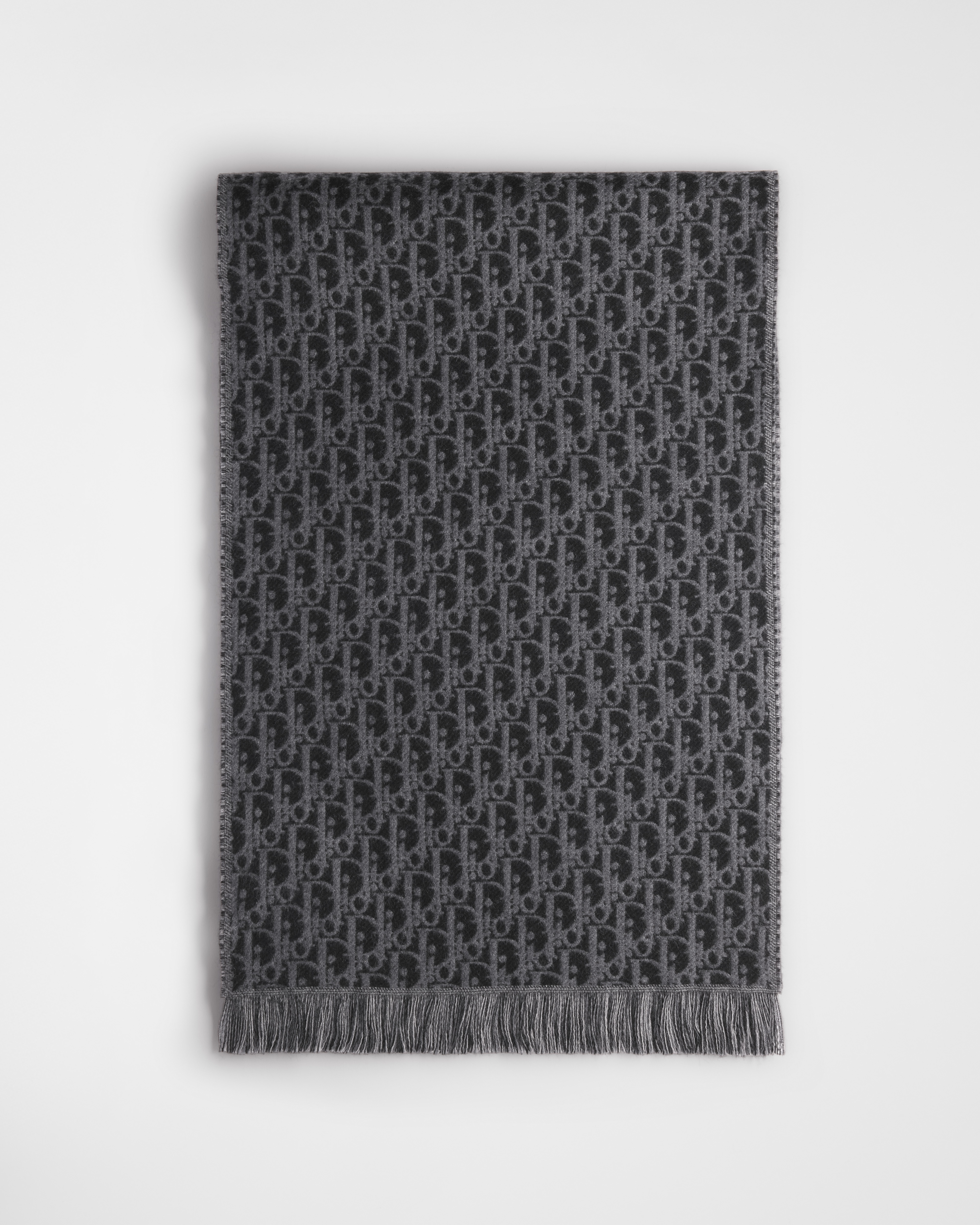 Dior Oblique Scarf Black and Gray Wool E01