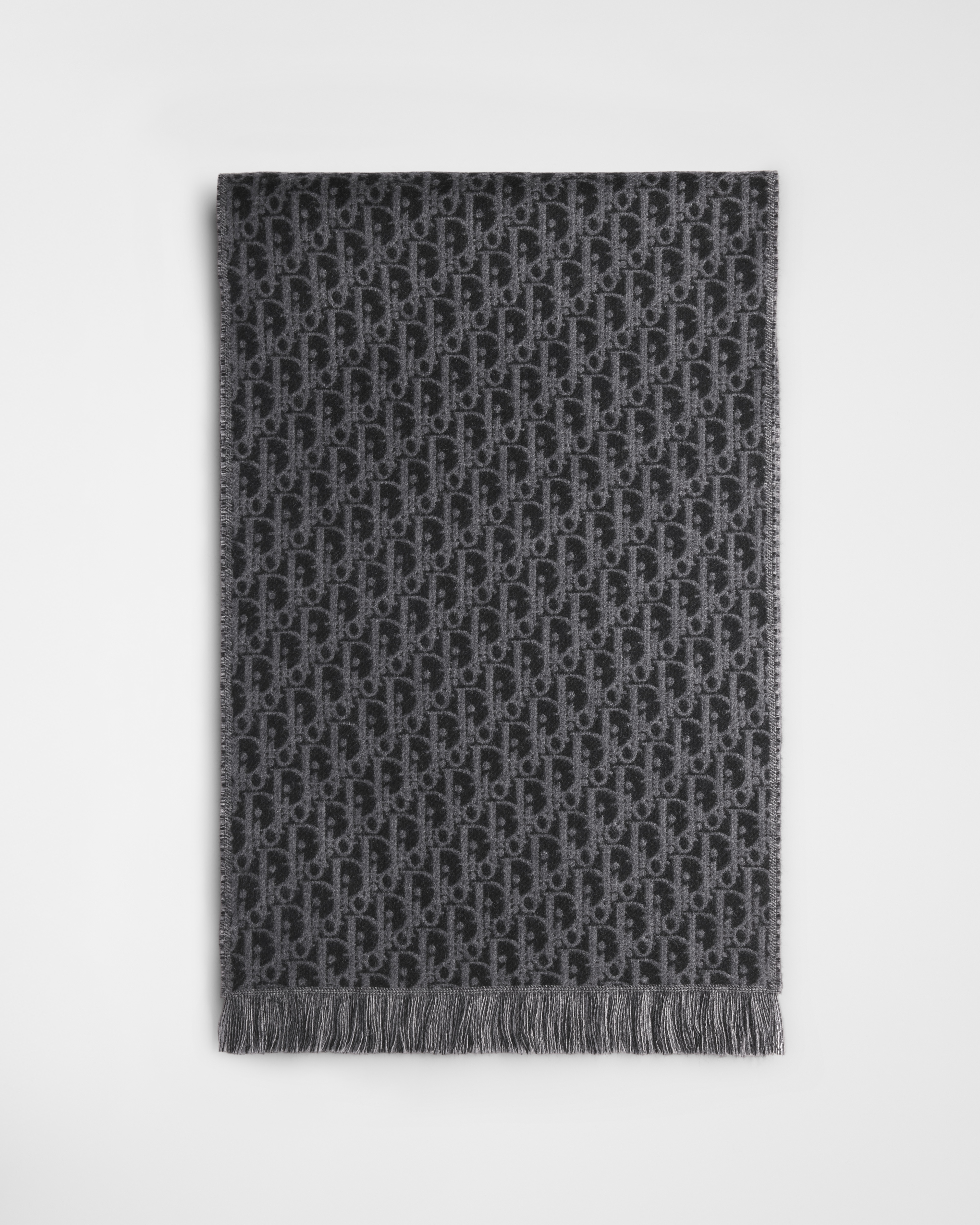 Dior Oblique Scarf Black and Gray Wool E01