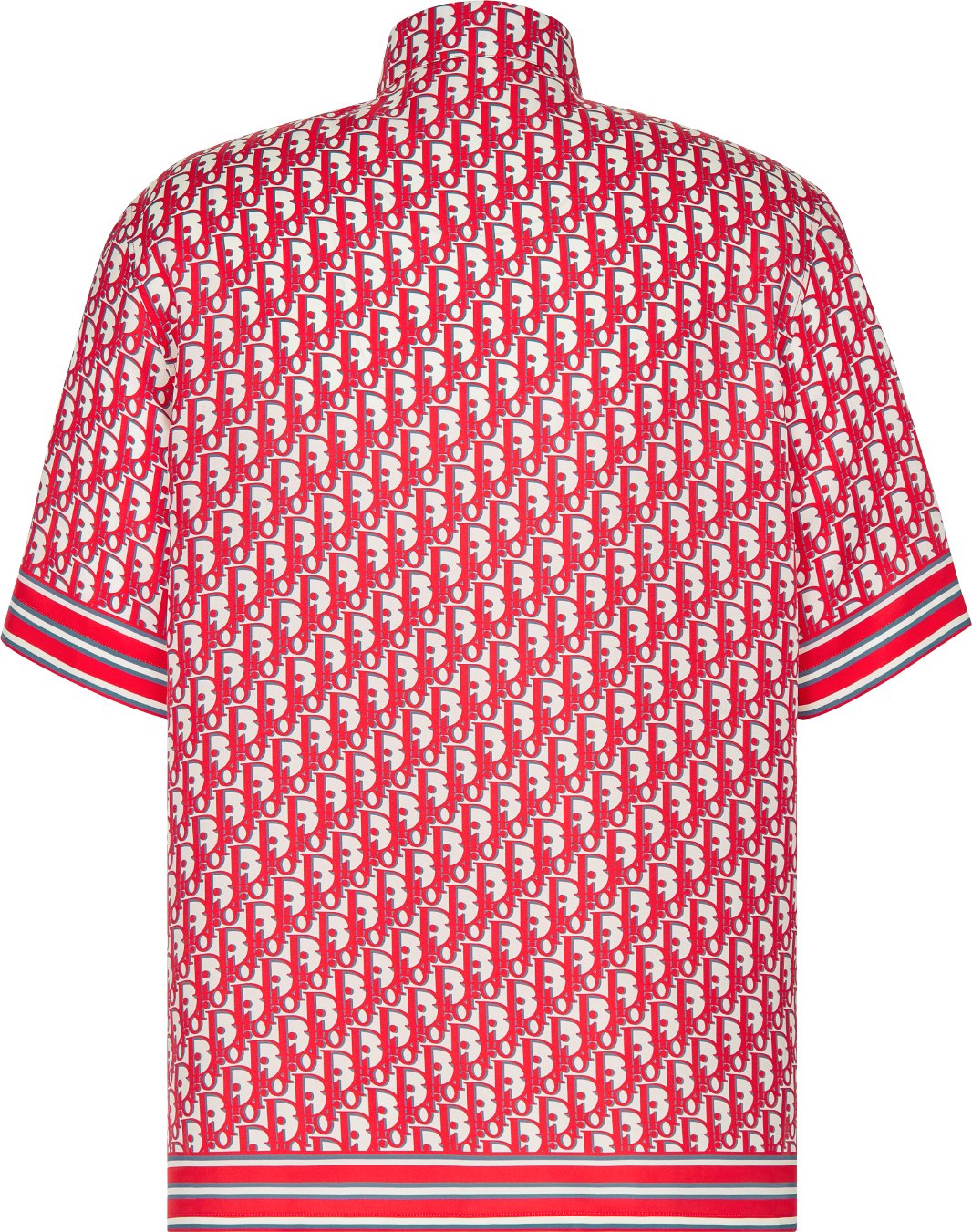Chemise à manches courtes Dior Oblique Sergé de soie rouge et blanc DIOR