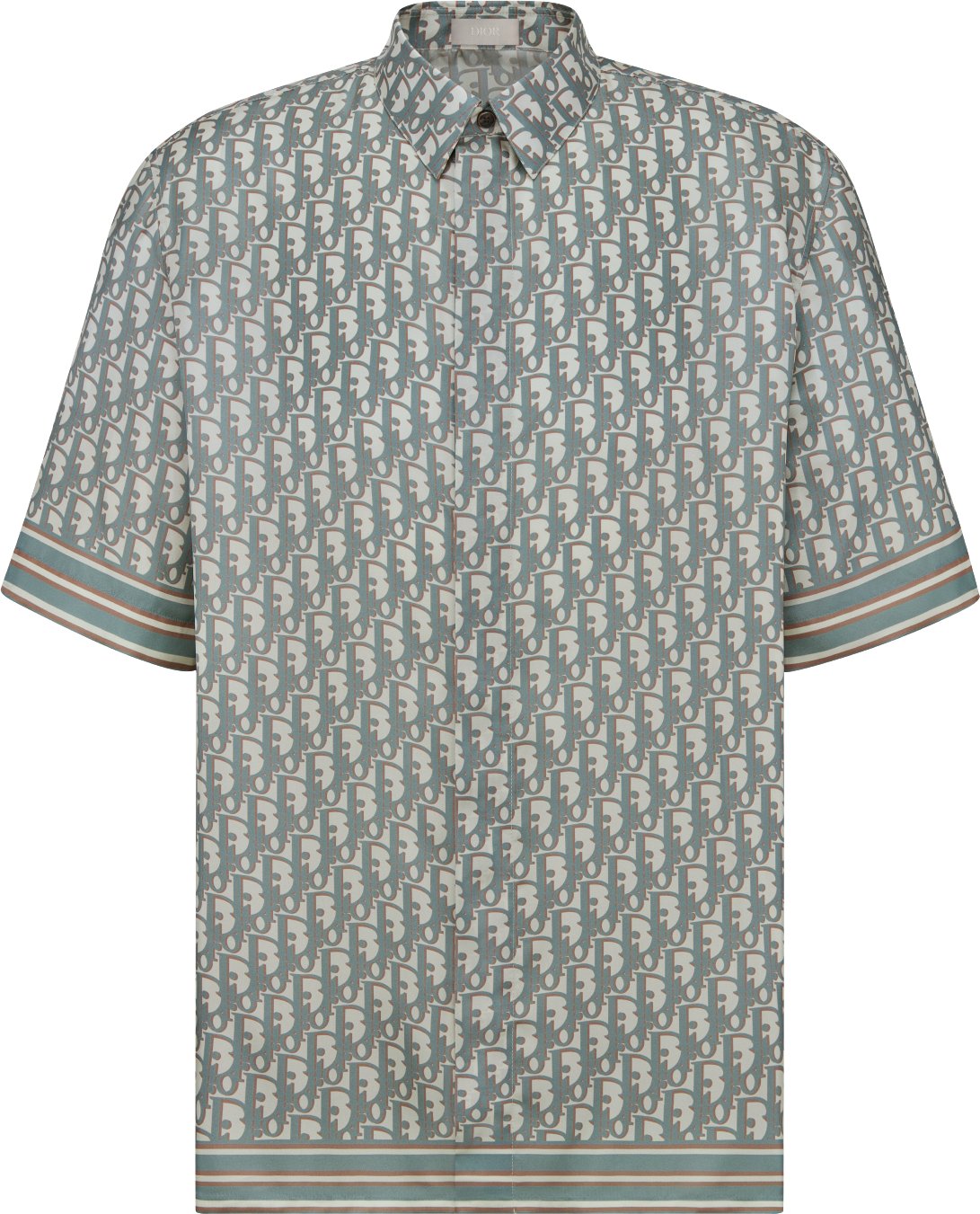 Dior Oblique Polo Shirt White Blue and Brown Cotton Jacquard DIOR