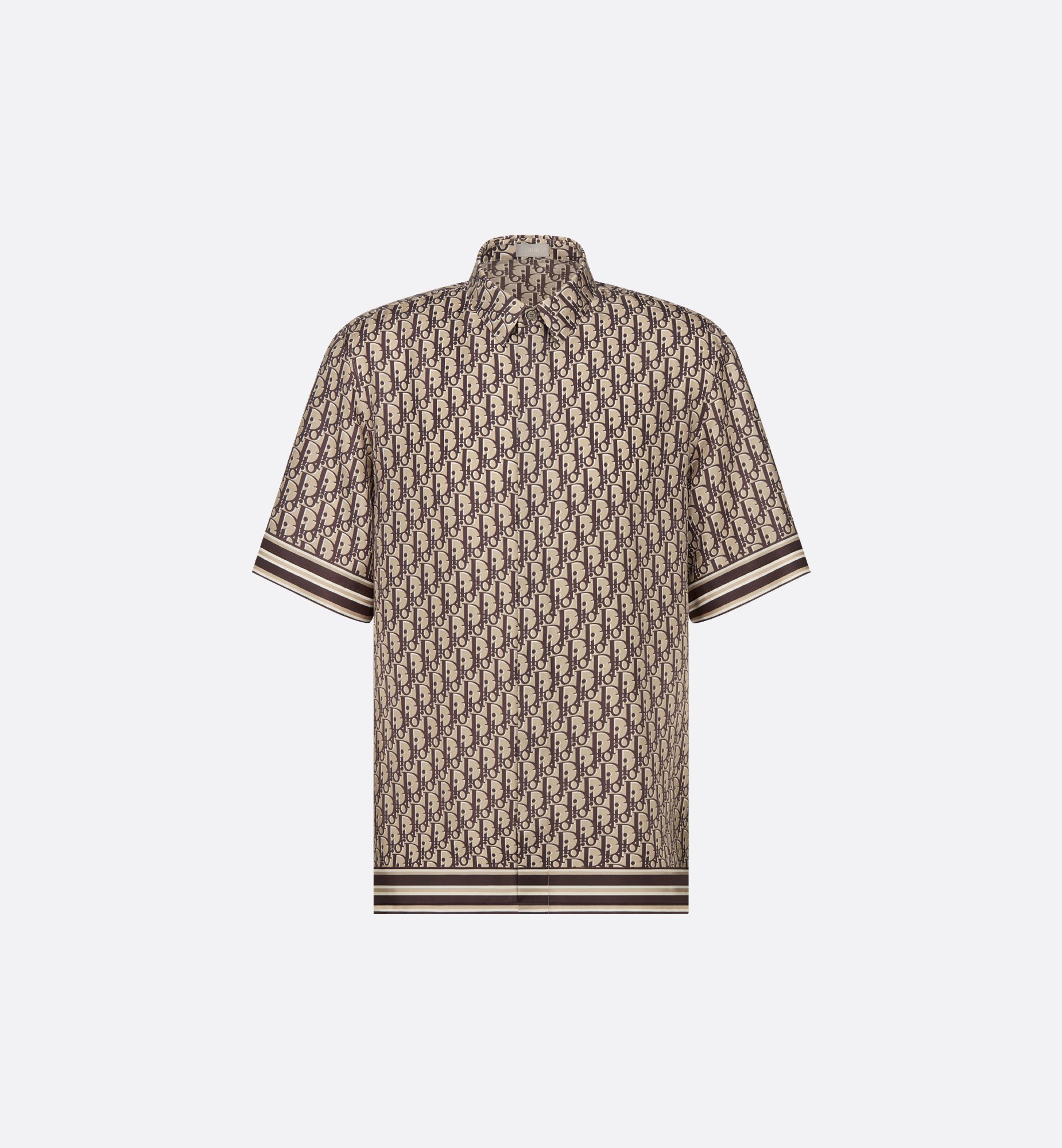 Dior Oblique Short-Sleeved Shirt Blue and Purple Silk Twill Dior Oblique Short-Sleeved Shirt Blue and Purple Silk Twill