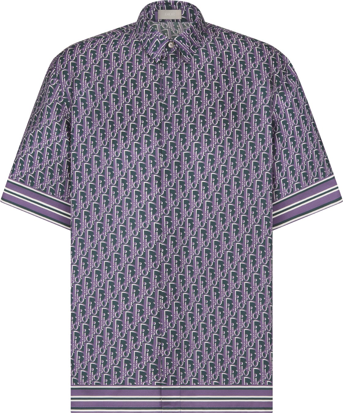 Dior Oblique Short-Sleeved Shirt Blue Silk Twill | DIOR
