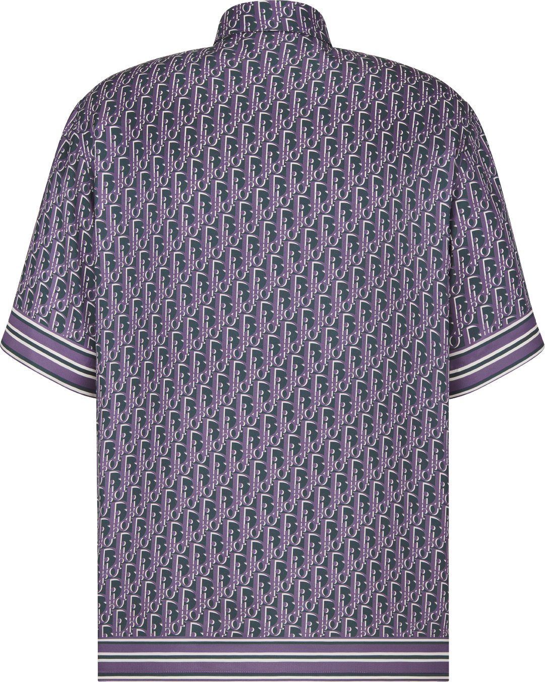 Dior Oblique Short Sleeved Shirt Blue and Purple Silk Twill DIOR