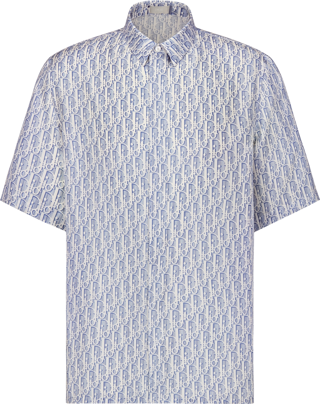 Dior Oblique Short Sleeved Shirt Blue Striped Silk Twill DIOR