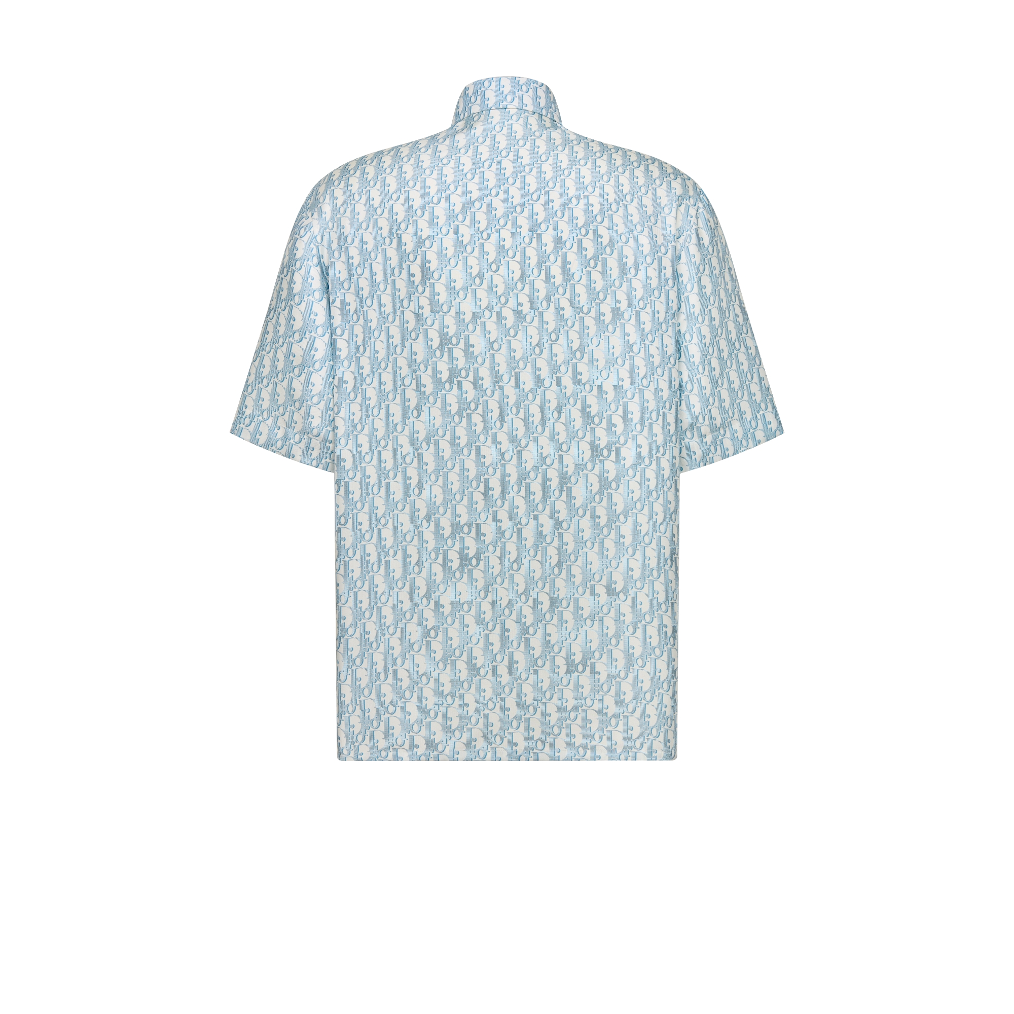 Dior Oblique Short-Sleeved Shirt White and Sky Blue Silk Twill E08