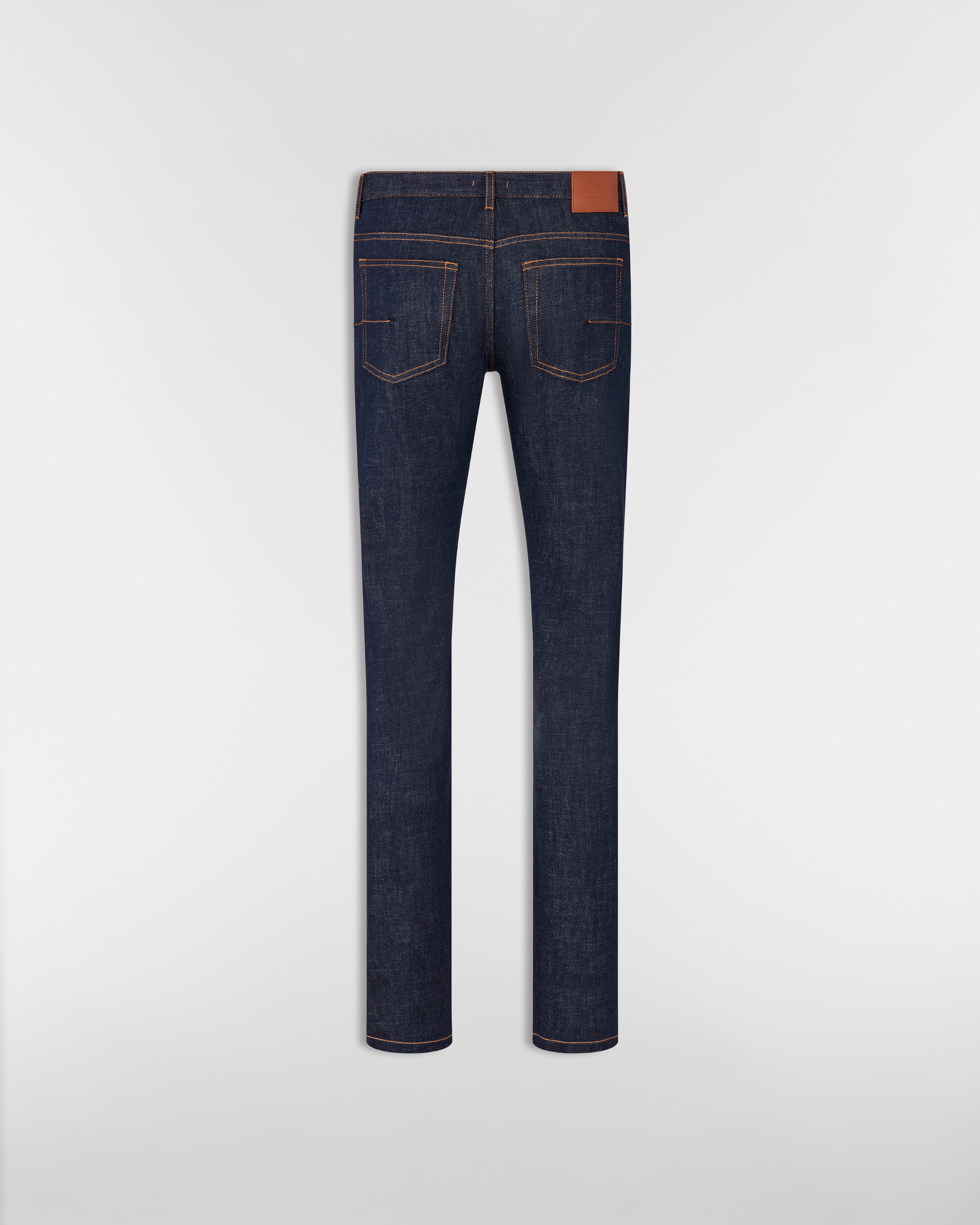 Long Slim-Fit Dior Oblique Jeans Blue Raw Cotton Denim E08