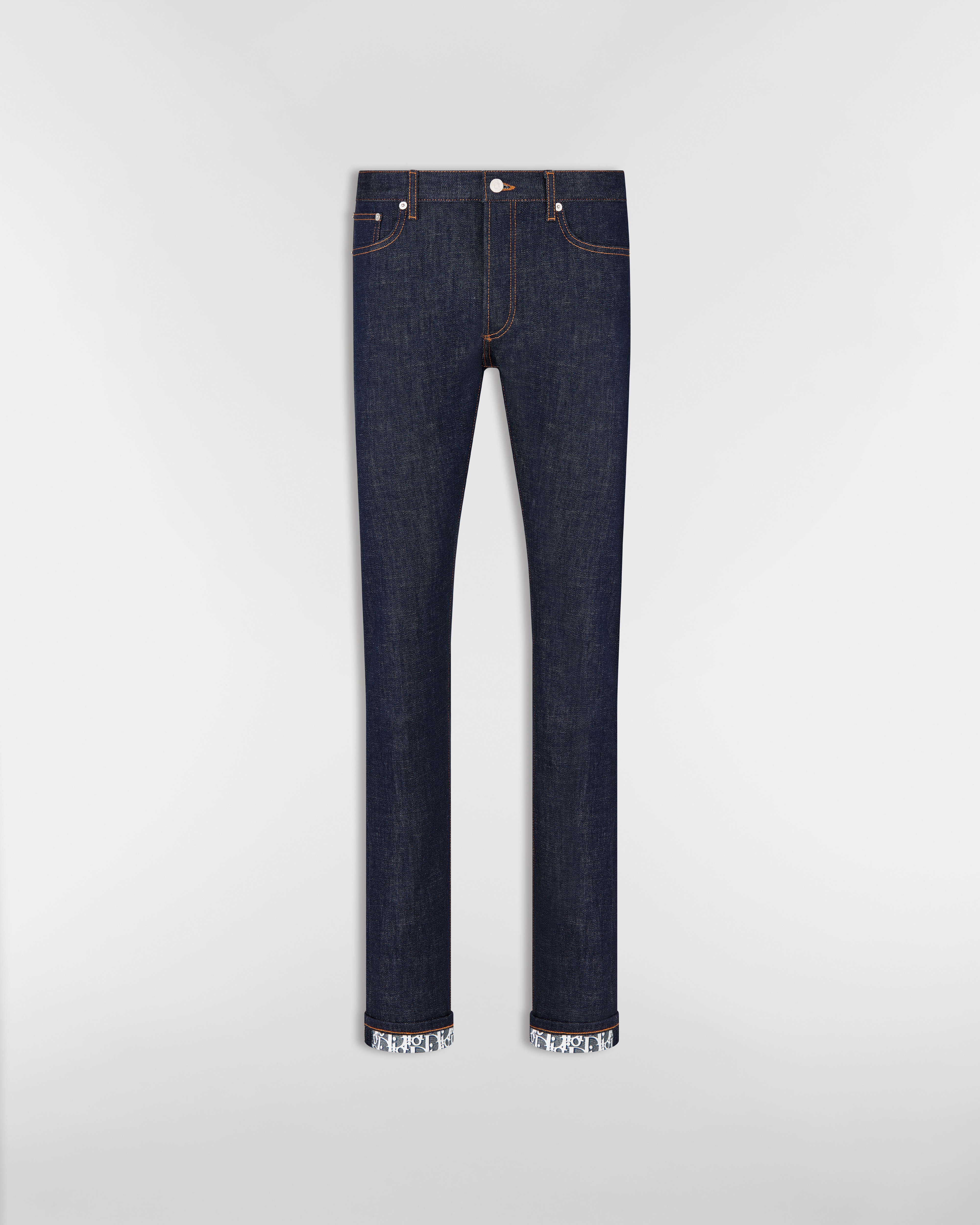 Long Slim-Fit Dior Oblique Jeans Blue Raw Cotton Denim E10