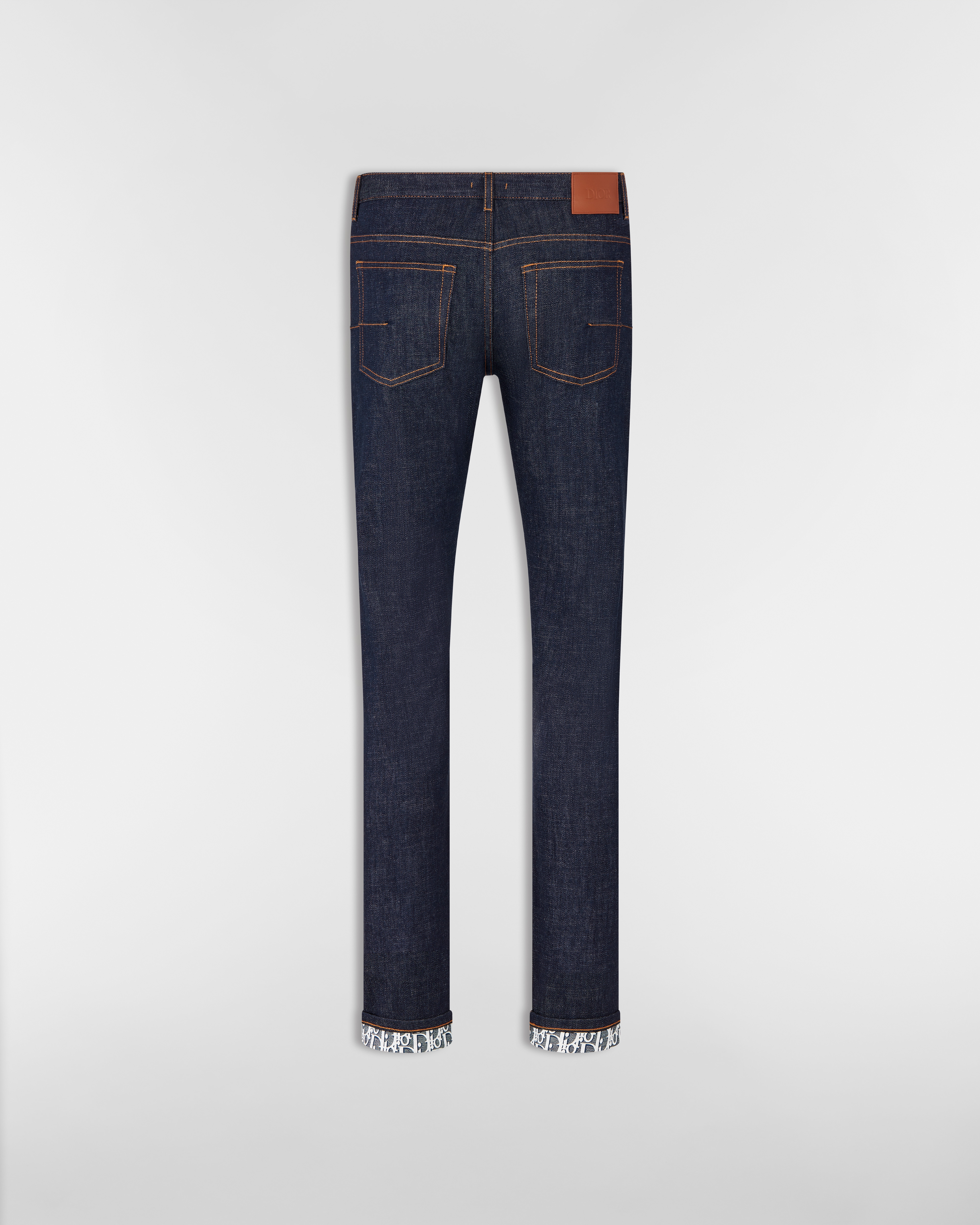 Long Slim-Fit Dior Oblique Jeans Blue Raw Cotton Denim E11