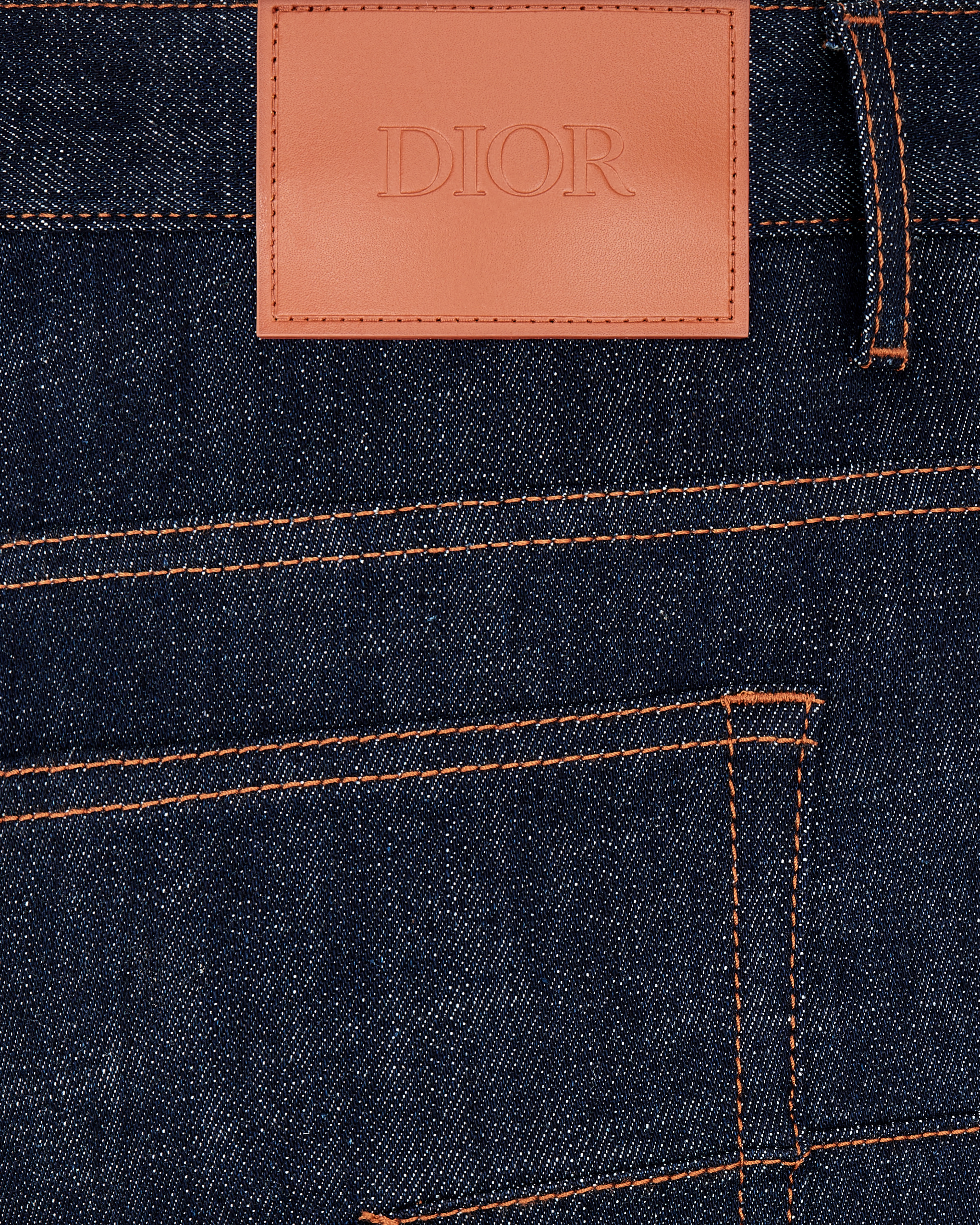 Long Slim-Fit Dior Oblique Jeans Blue Raw Cotton Denim E12