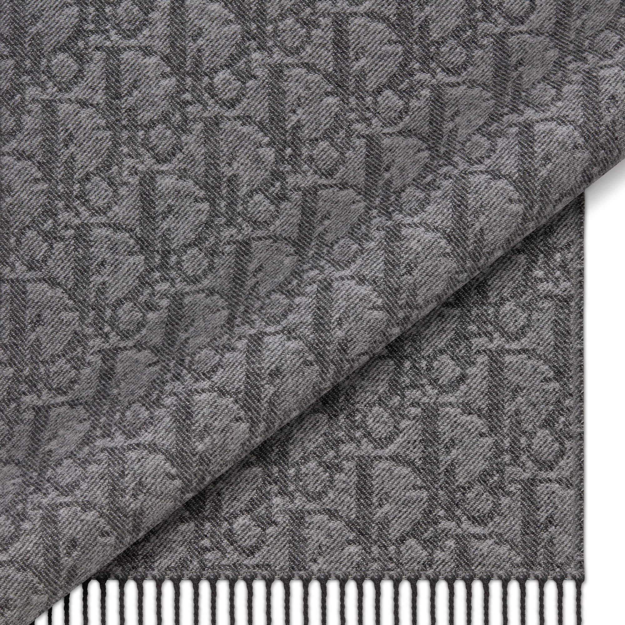 Dior Oblique Double-Sided Scarf Gray and Black Cashmere and Wool E09