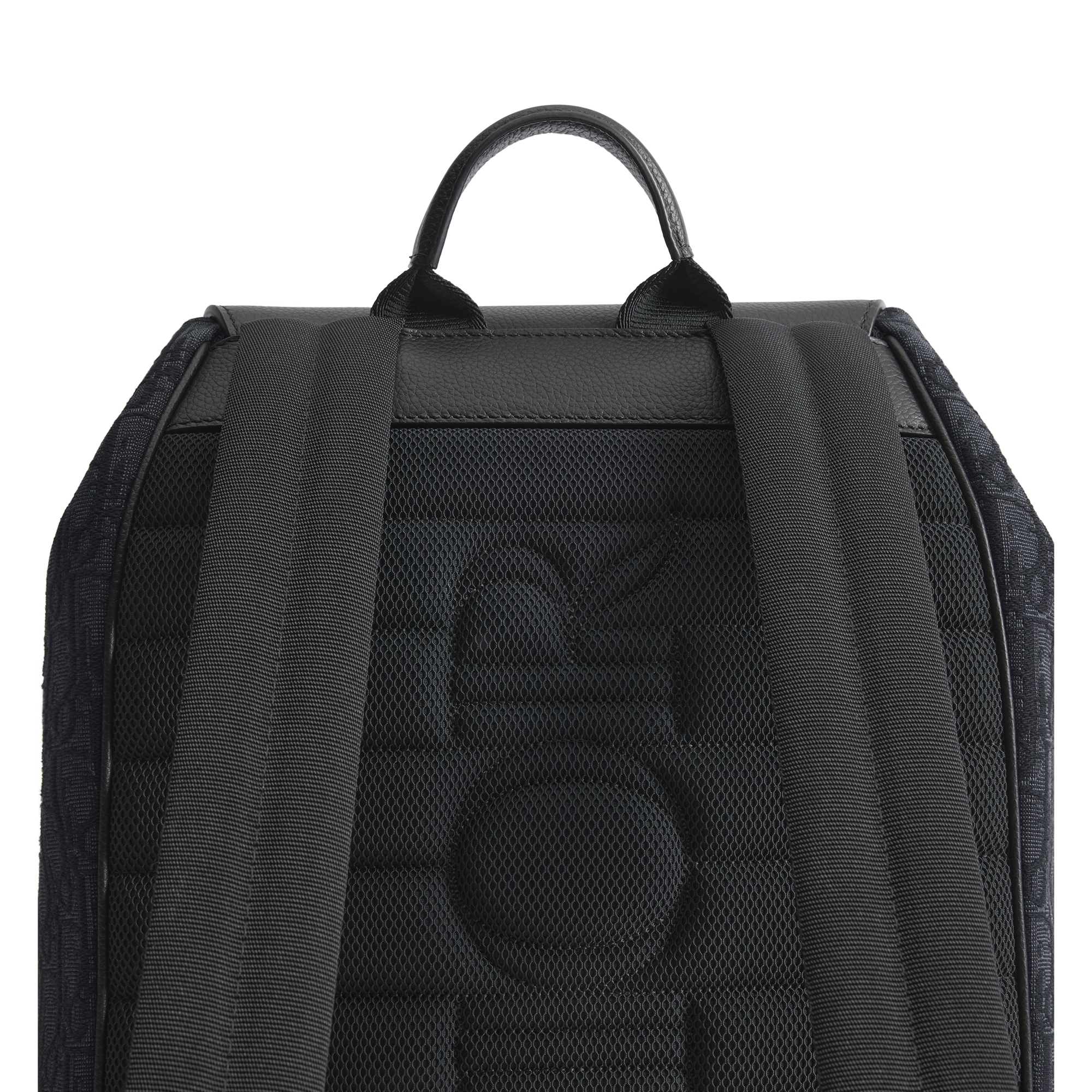 Saddle Backpack with Flap Black Dior Oblique Jacquard and Black Grained Calfskin E08