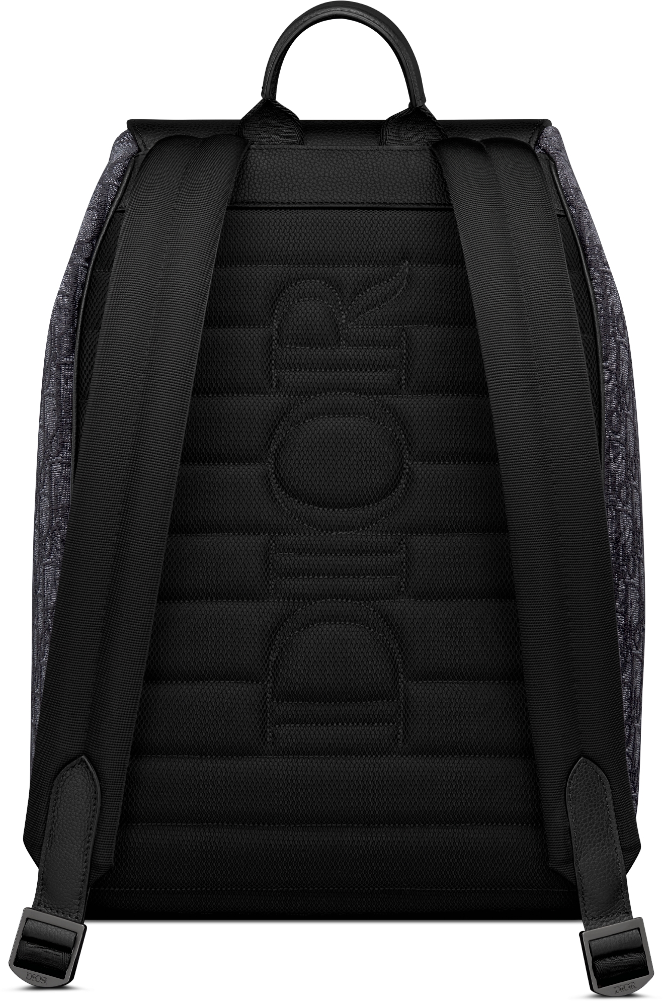 Saddle Backpack with Flap Black Dior Oblique Jacquard and Black Grained Calfskin DIOR