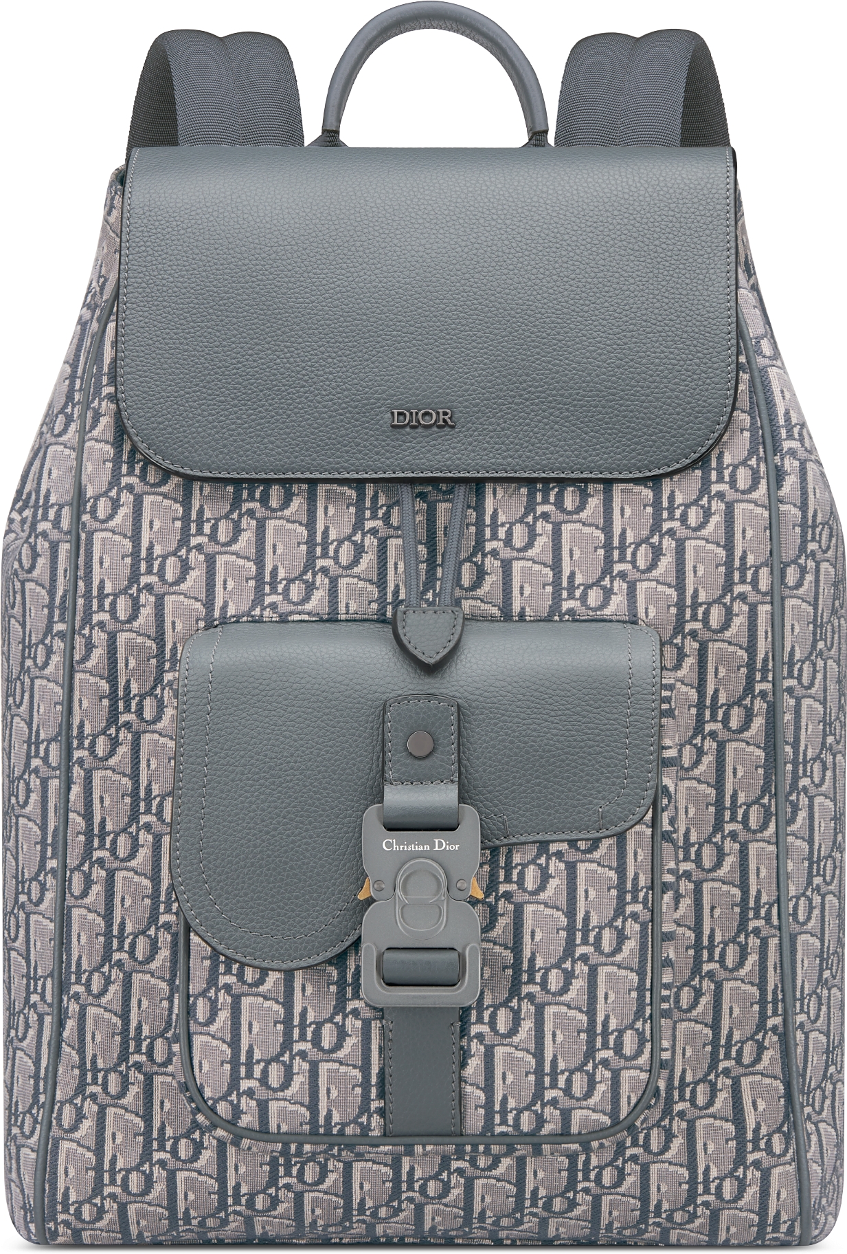 Saddle Backpack with Flap Navy Blue Dior Oblique Jacquard and Navy Blue Grained Calfskin DIOR