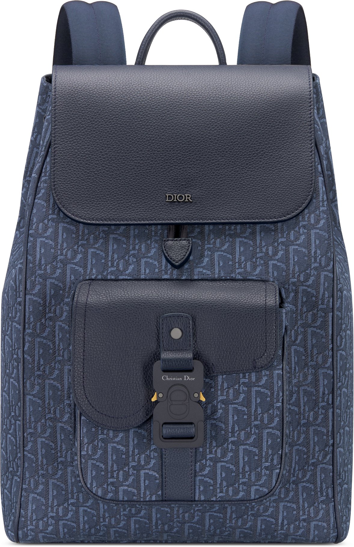 Zaino Saddle con pattina Jacquard Dior Oblique e pelle di vitello granulata neri DIOR