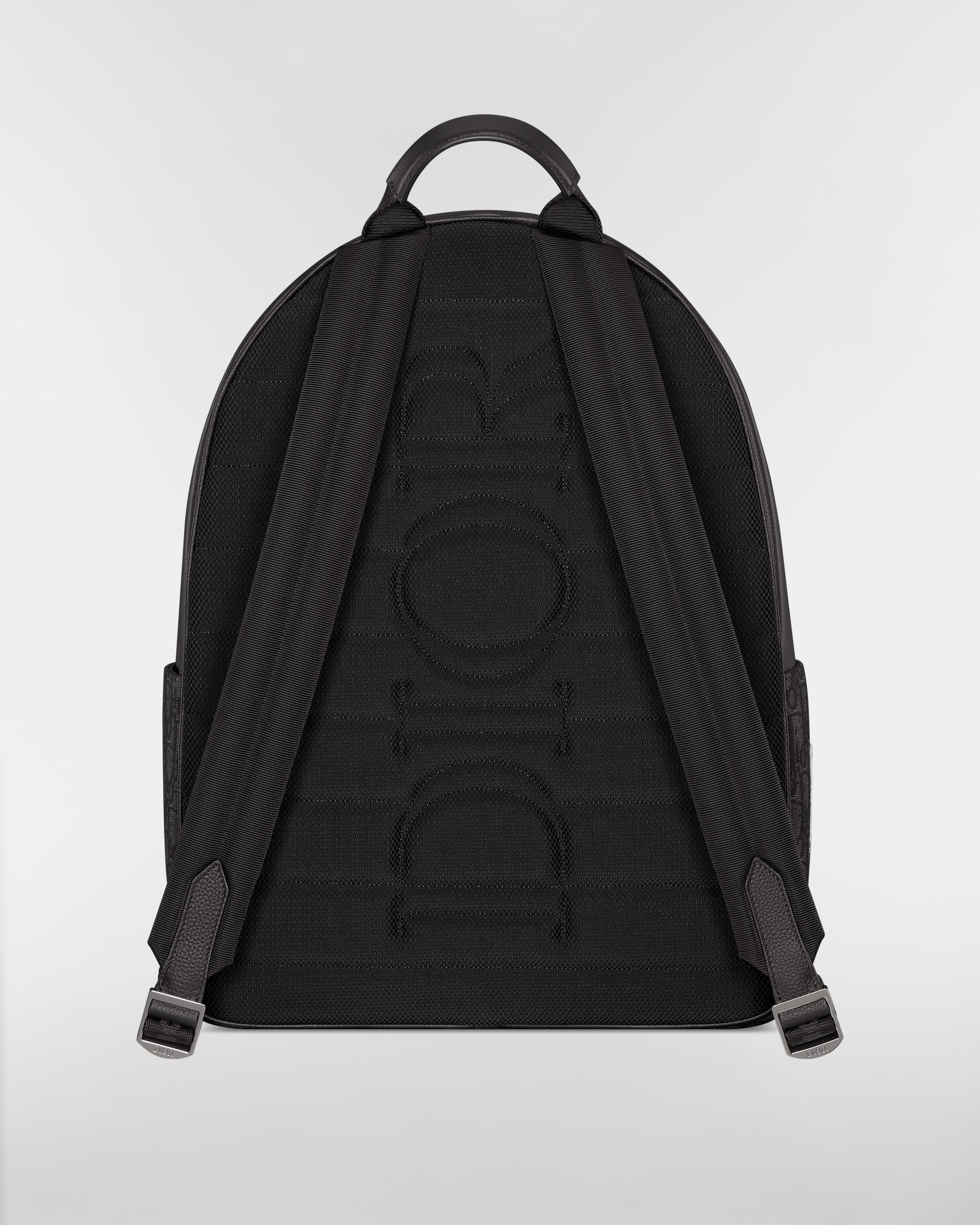 Saddle Zip Backpack Black Dior Oblique Jacquard, Black Grained Calfskin and Multicolor Dior Mountain Patches E08