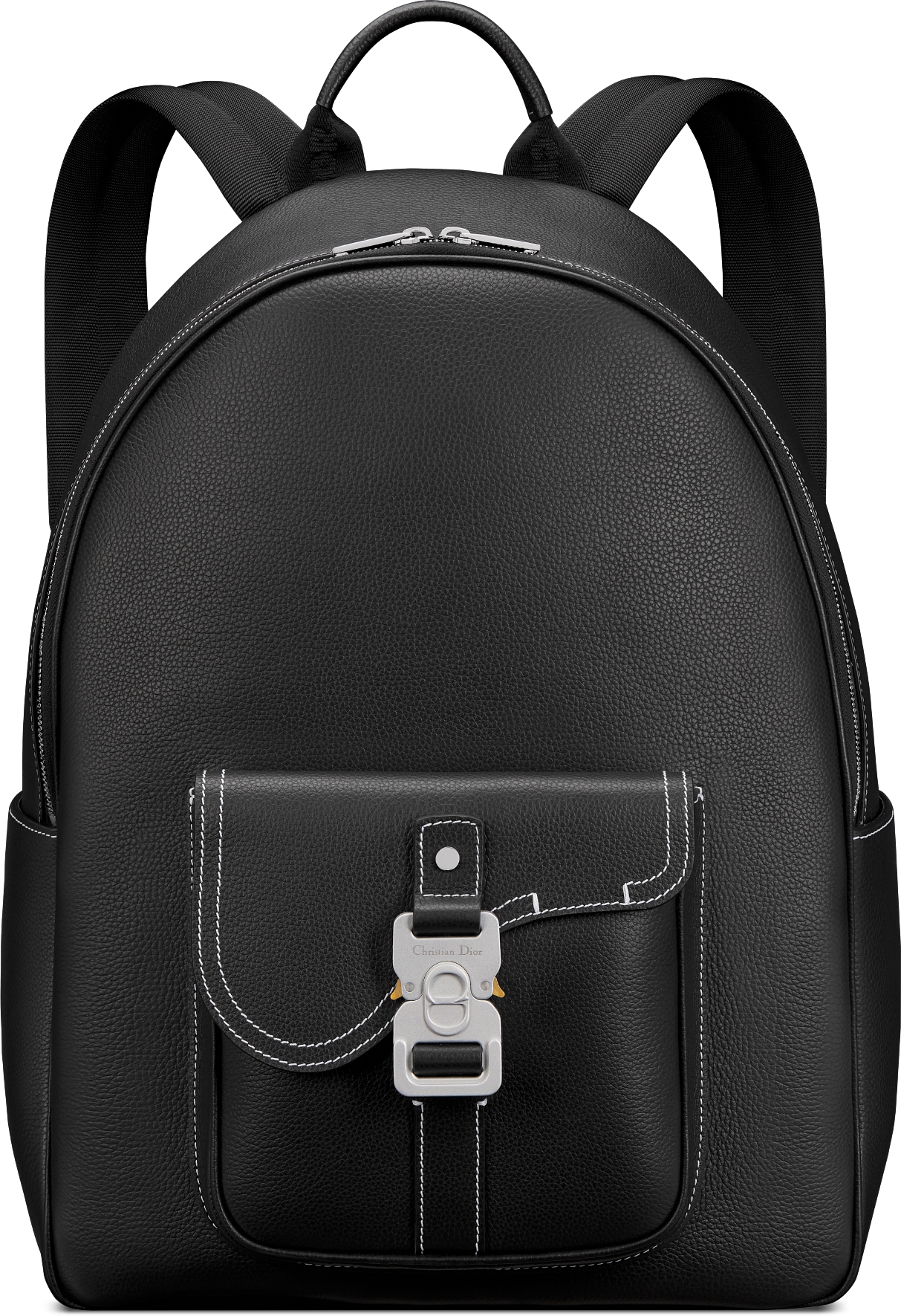 Saddle Zip Backpack Black Grained Calfskin DIOR