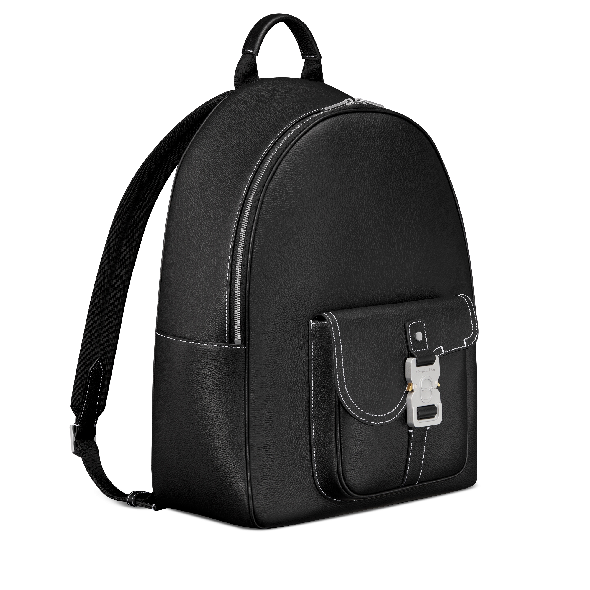 Saddle 지퍼 백팩 블랙 그레인 송아지 가죽 E03