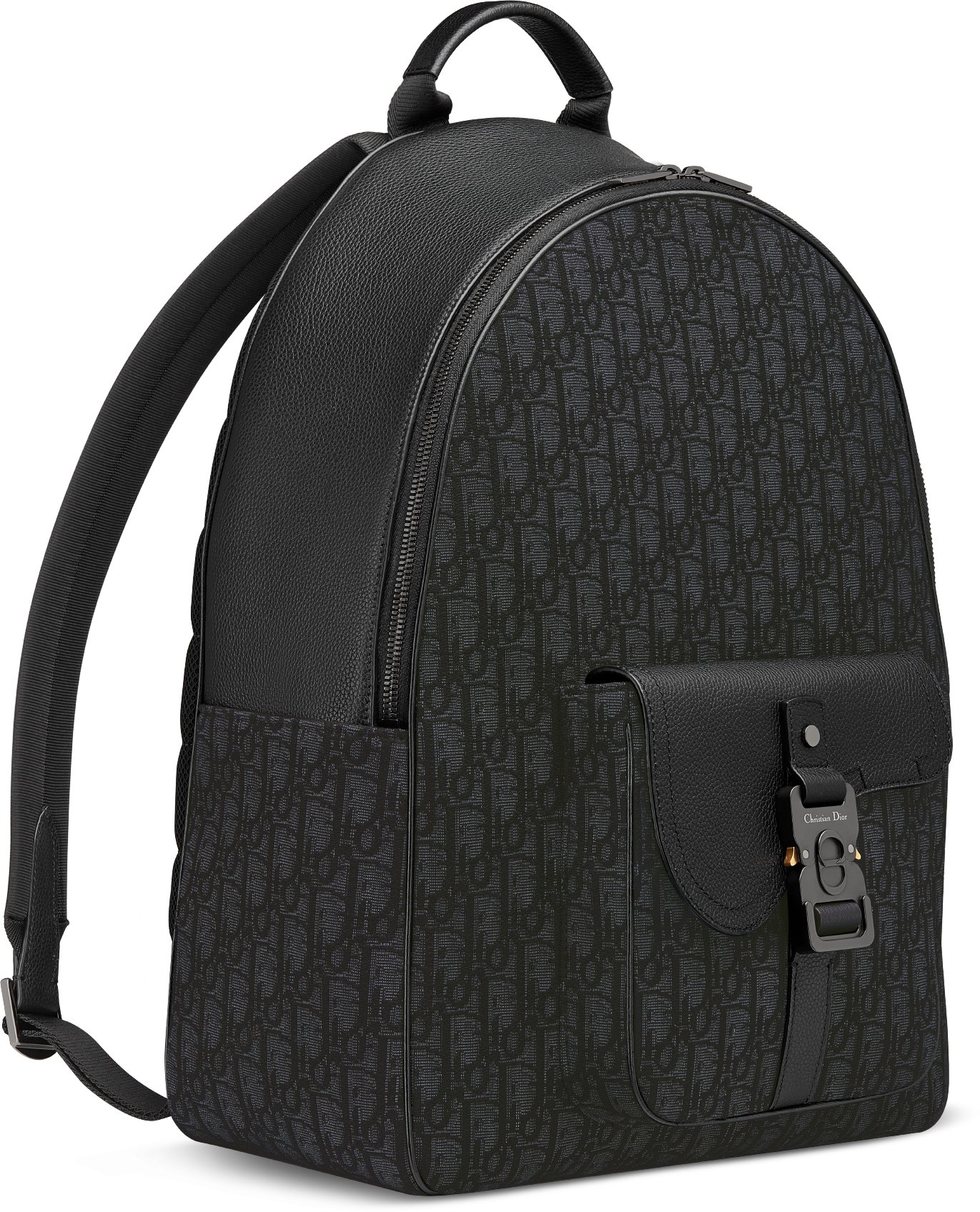 Saddle Zip Backpack Black Dior Oblique Jacquard and Black Grained Calfskin  | DIOR