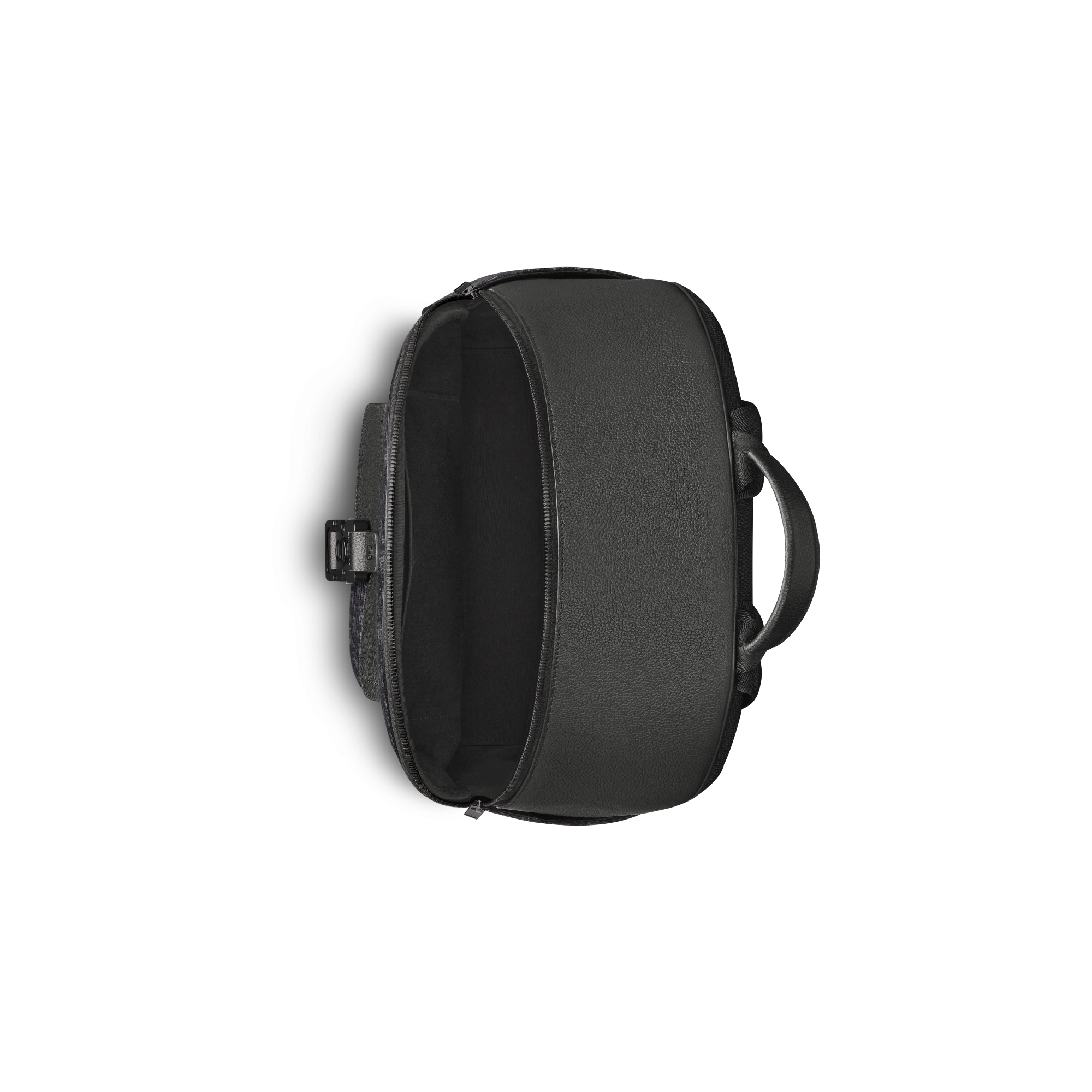 Saddle Zip Backpack Black Dior Oblique Jacquard and Black Grained Calfskin E06