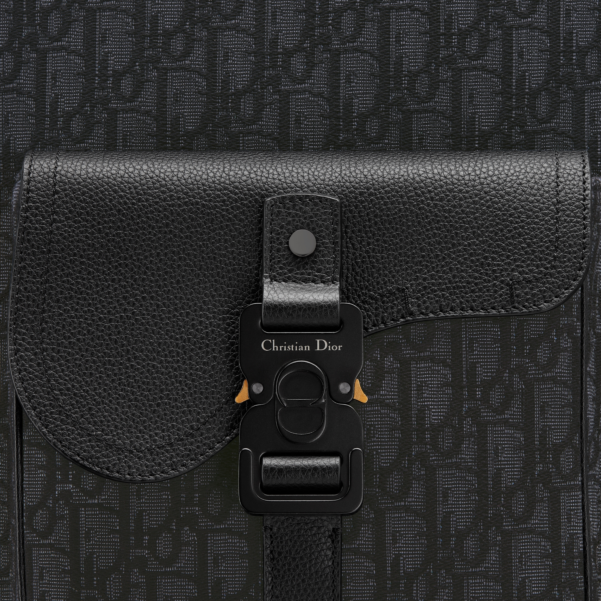 Saddle Zip Backpack Black Dior Oblique Jacquard and Black Grained Calfskin E09