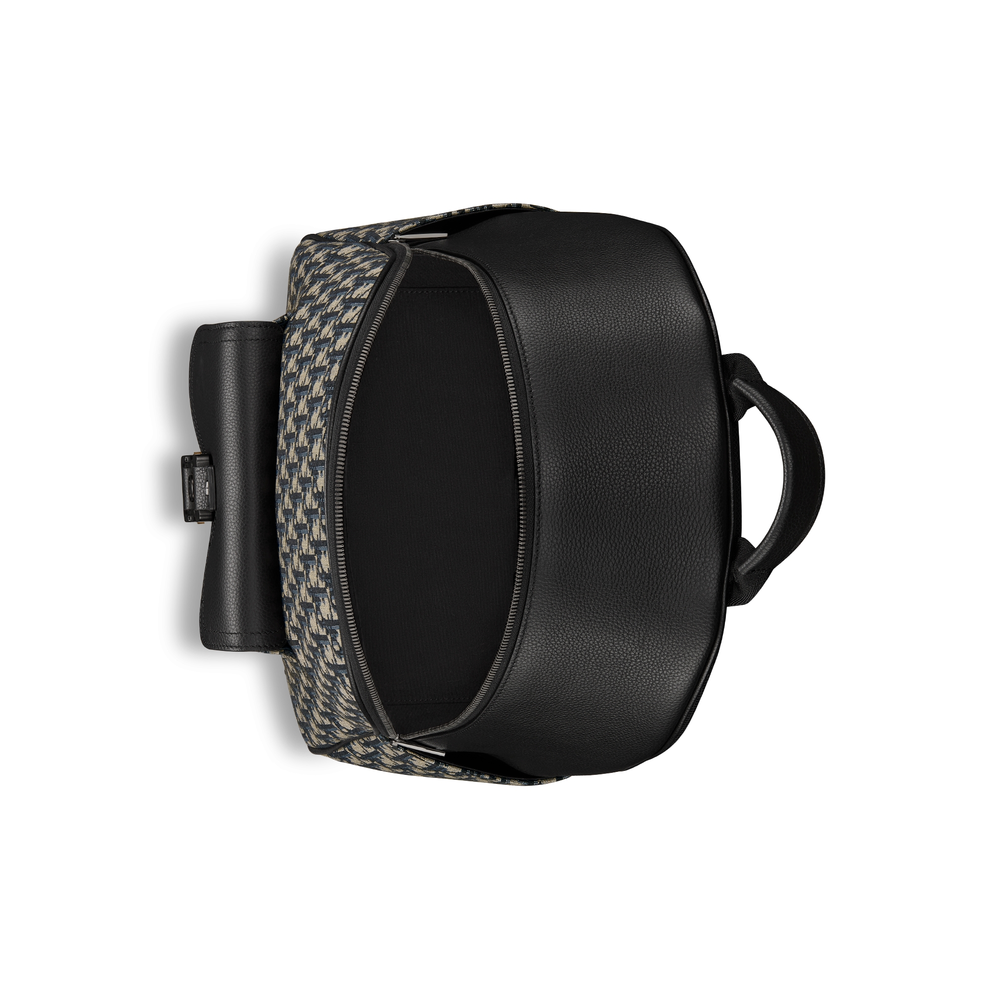 Saddle 拉鍊後背包 米色和黑色 Dior Oblique 緹花搭配黑色粒面小牛皮 E06