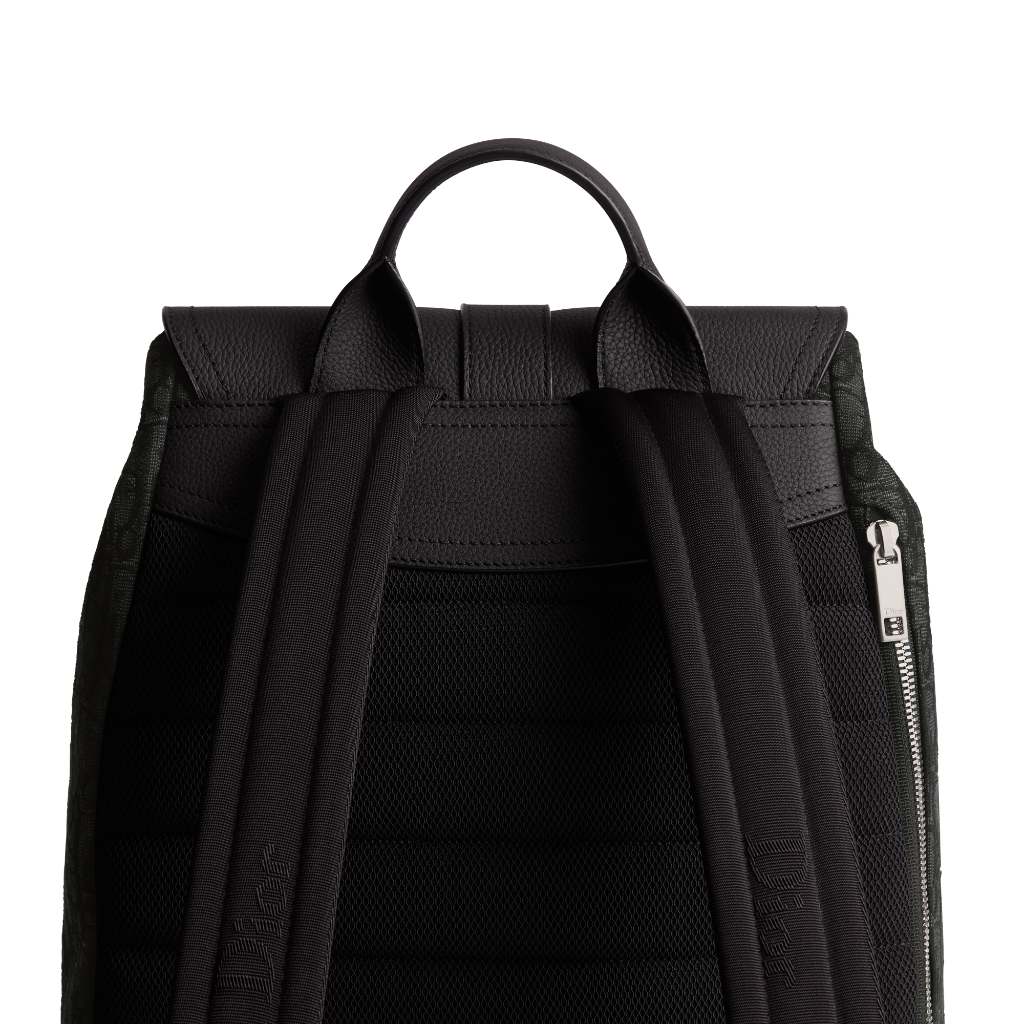 Saddle Heritage Backpack with Flap Black Dior Oblique Jacquard and Black Grained Calfskin E08