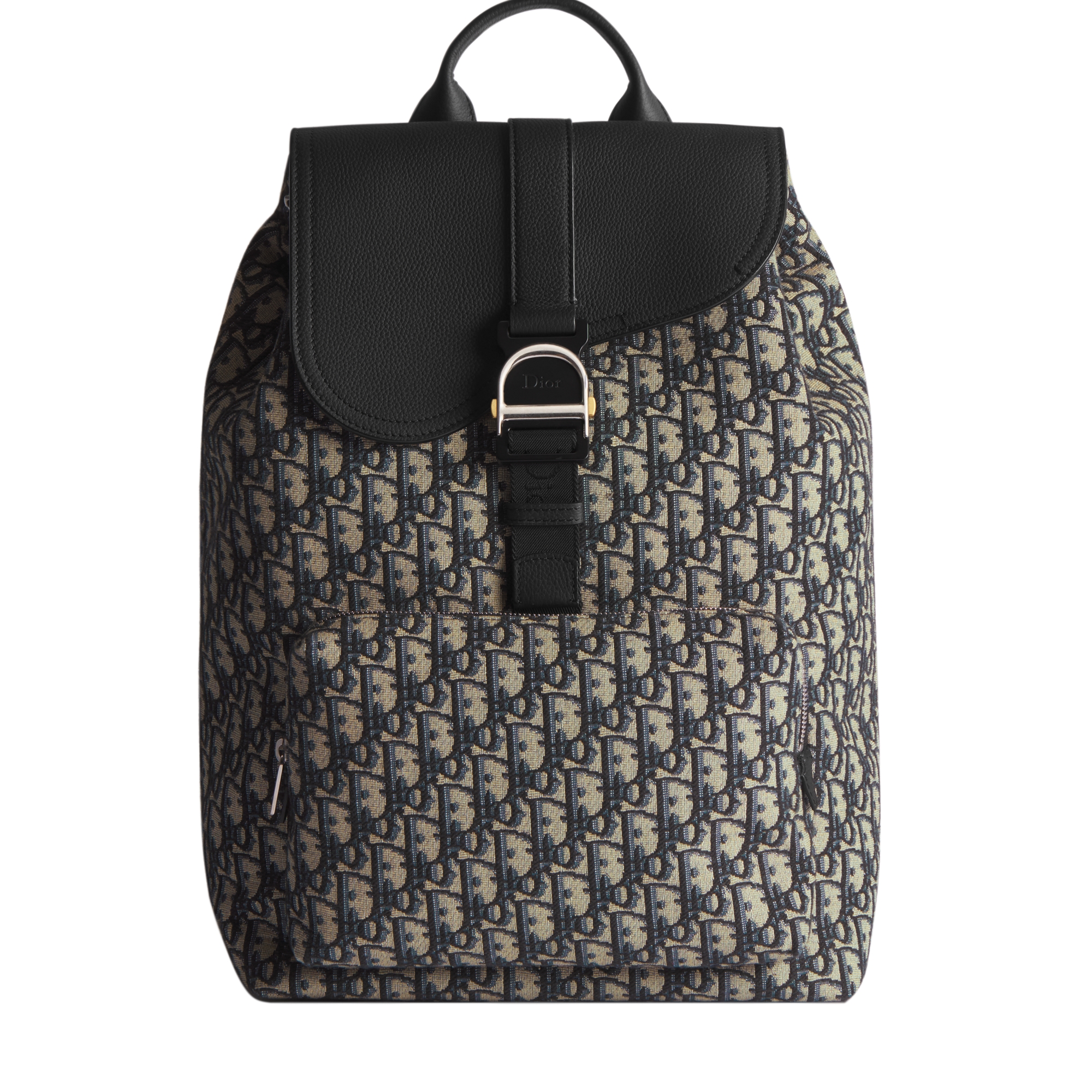  Dior Oblique Jacquard in Beige und Schwarz und genarbtes Kalbsleder in Schwarz