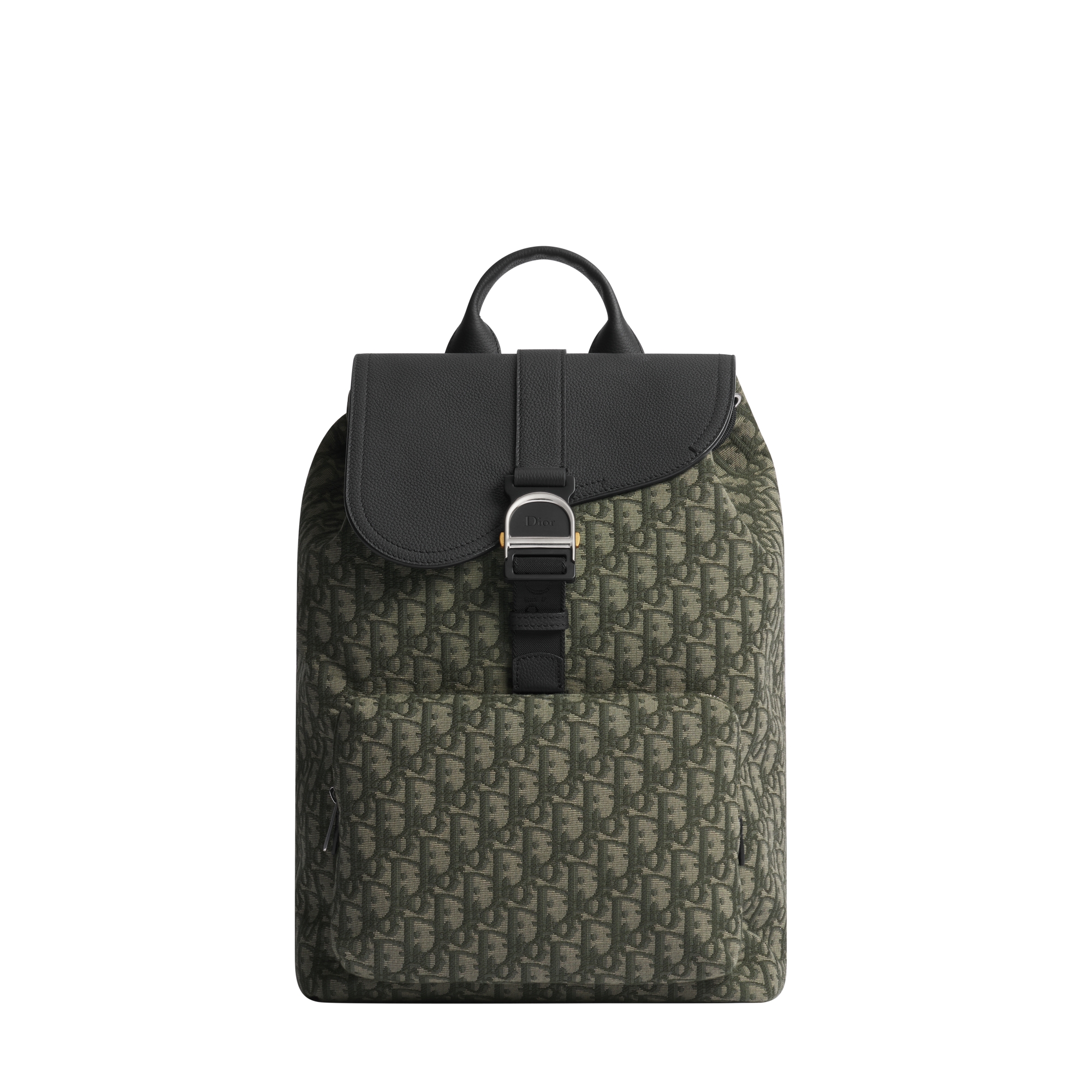  Khaki Dior Oblique Jacquard and Black Grained Calfskin