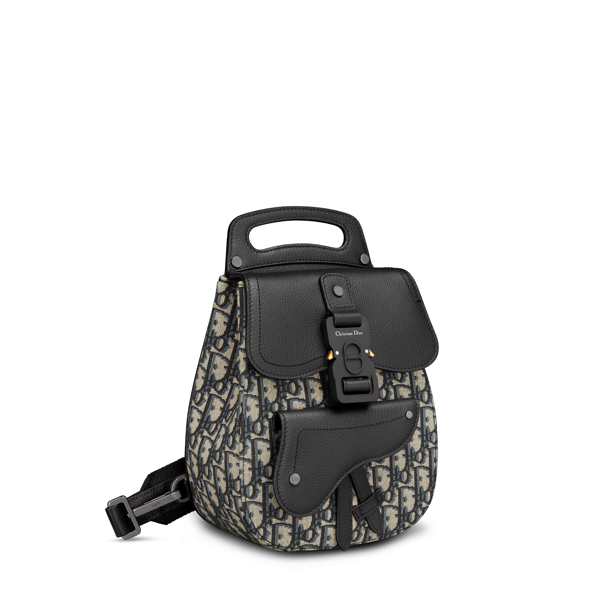 Slingbag Dior Gallop Toile jacquard Dior Oblique beige et noir et cuir de veau grainé noir E03