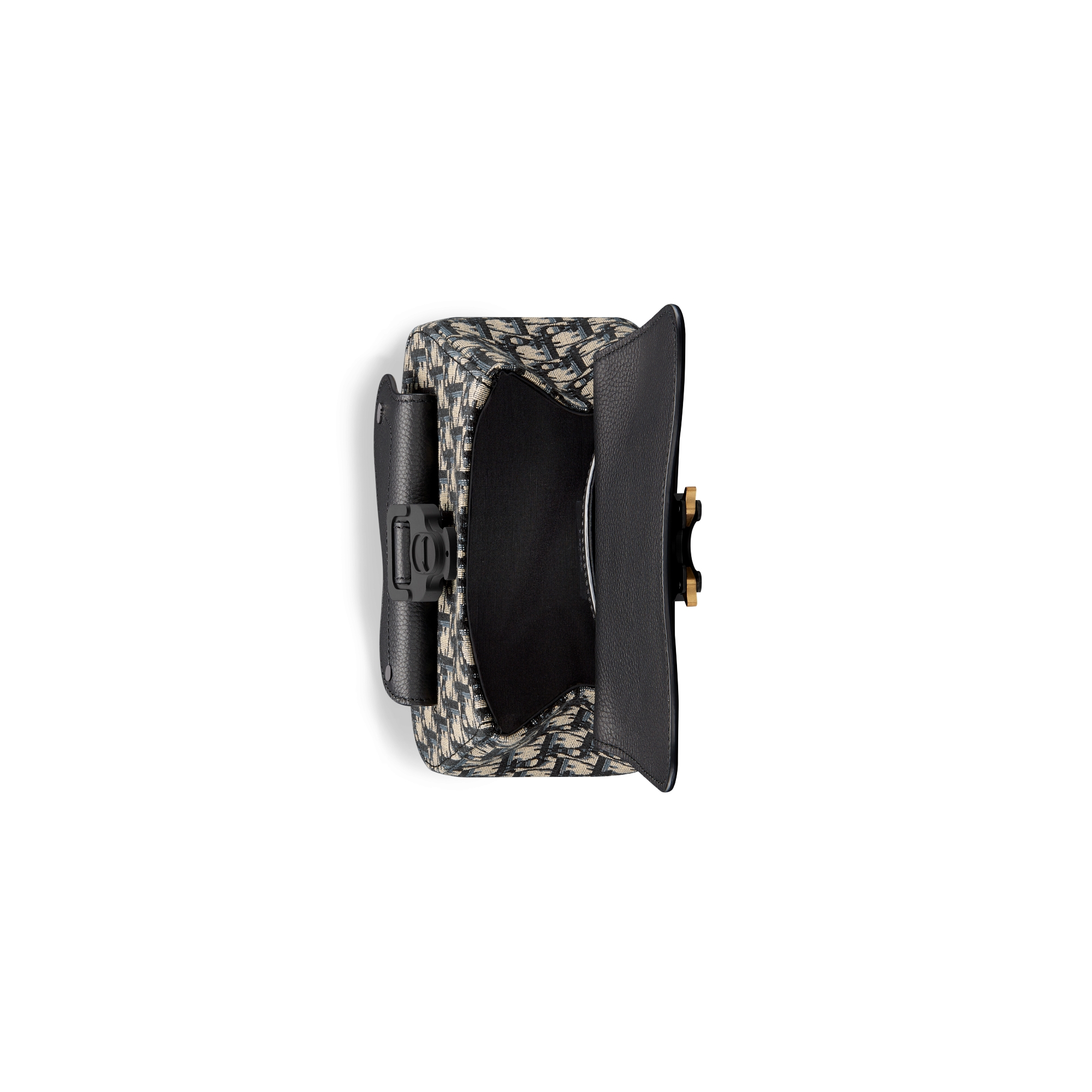 Slingbag Dior Gallop Toile jacquard Dior Oblique beige et noir et cuir de veau grainé noir E06