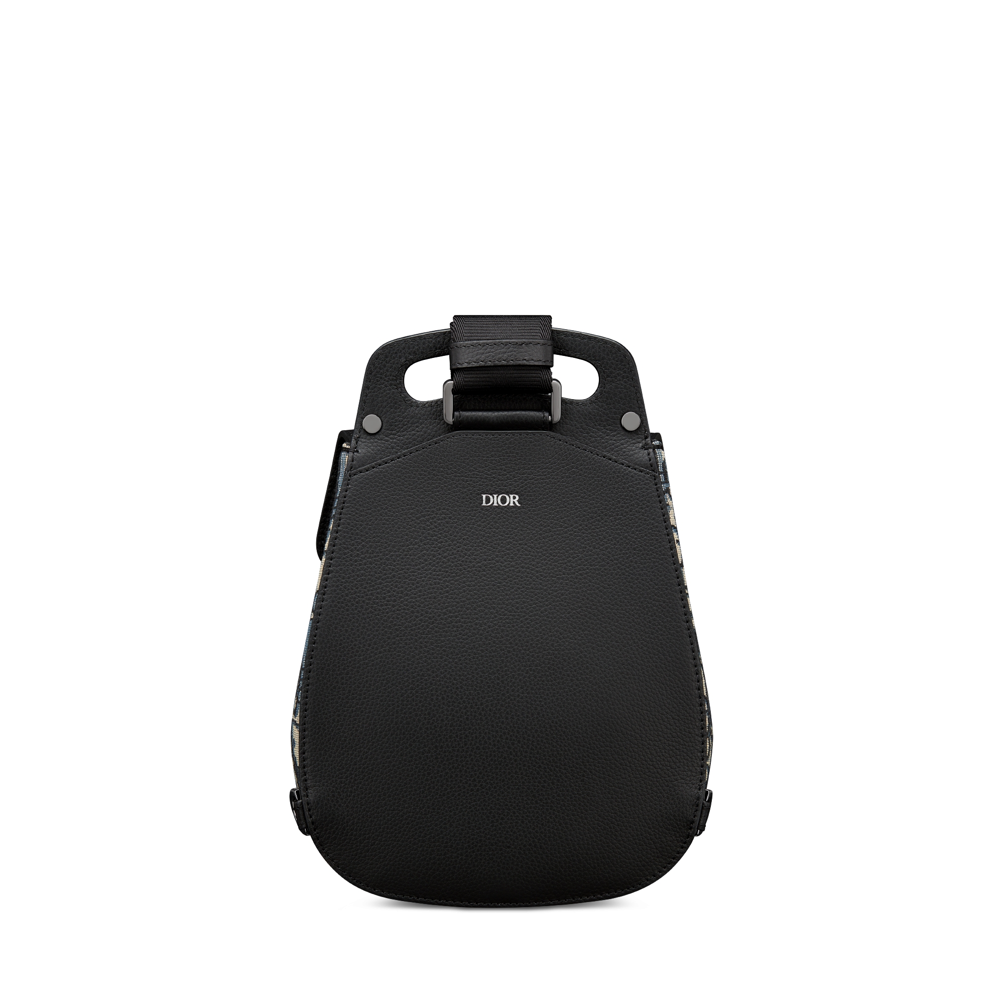 Slingbag Dior Gallop Toile jacquard Dior Oblique beige et noir et cuir de veau grainé noir E08