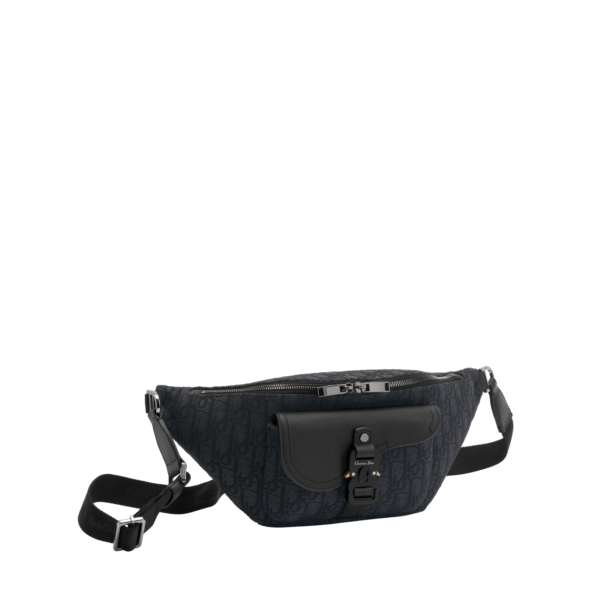  Toile jacquard Dior Oblique noir et cuir de veau grainé noir