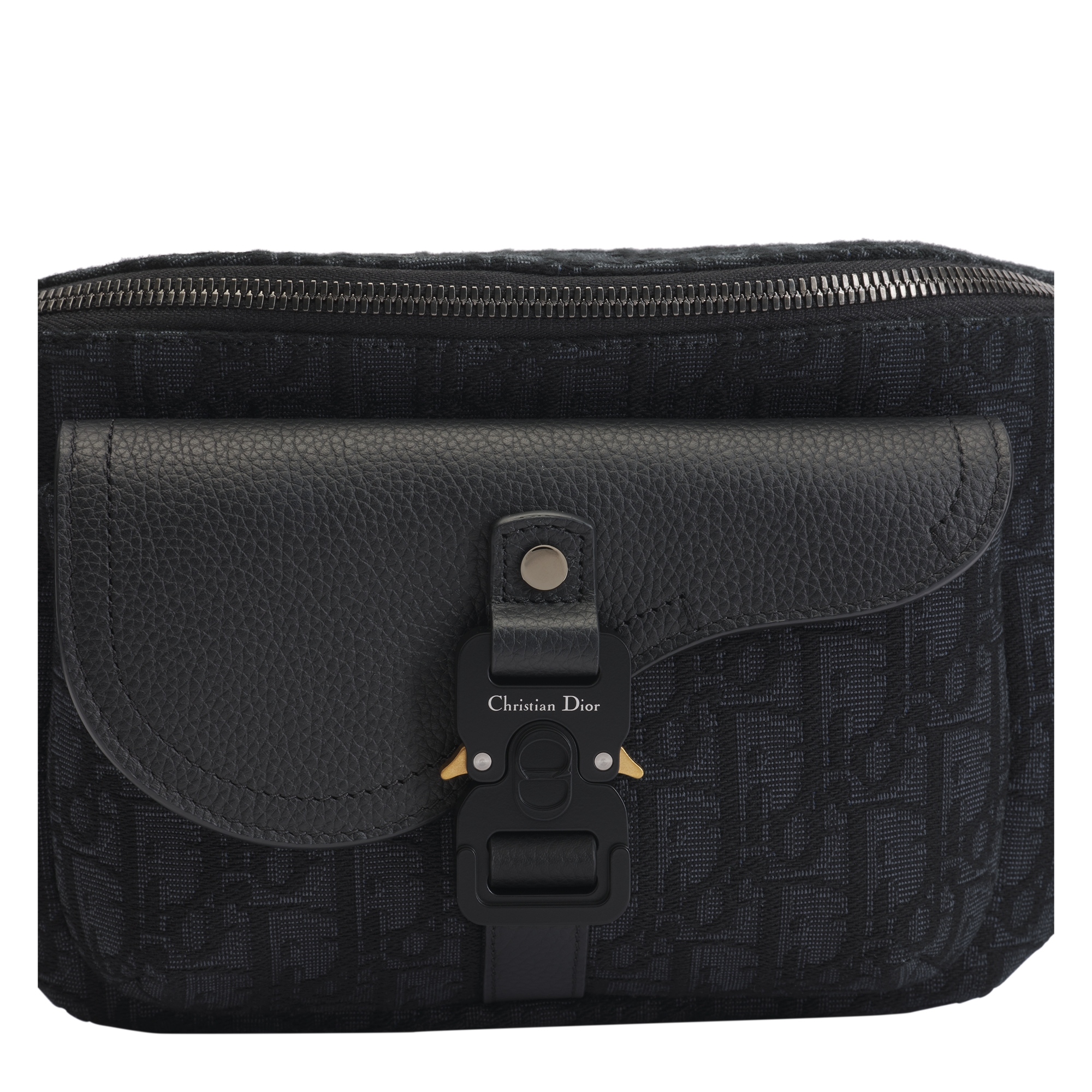 Saddle Belt Bag Black Dior Oblique Jacquard and Black Grained Calfskin E10