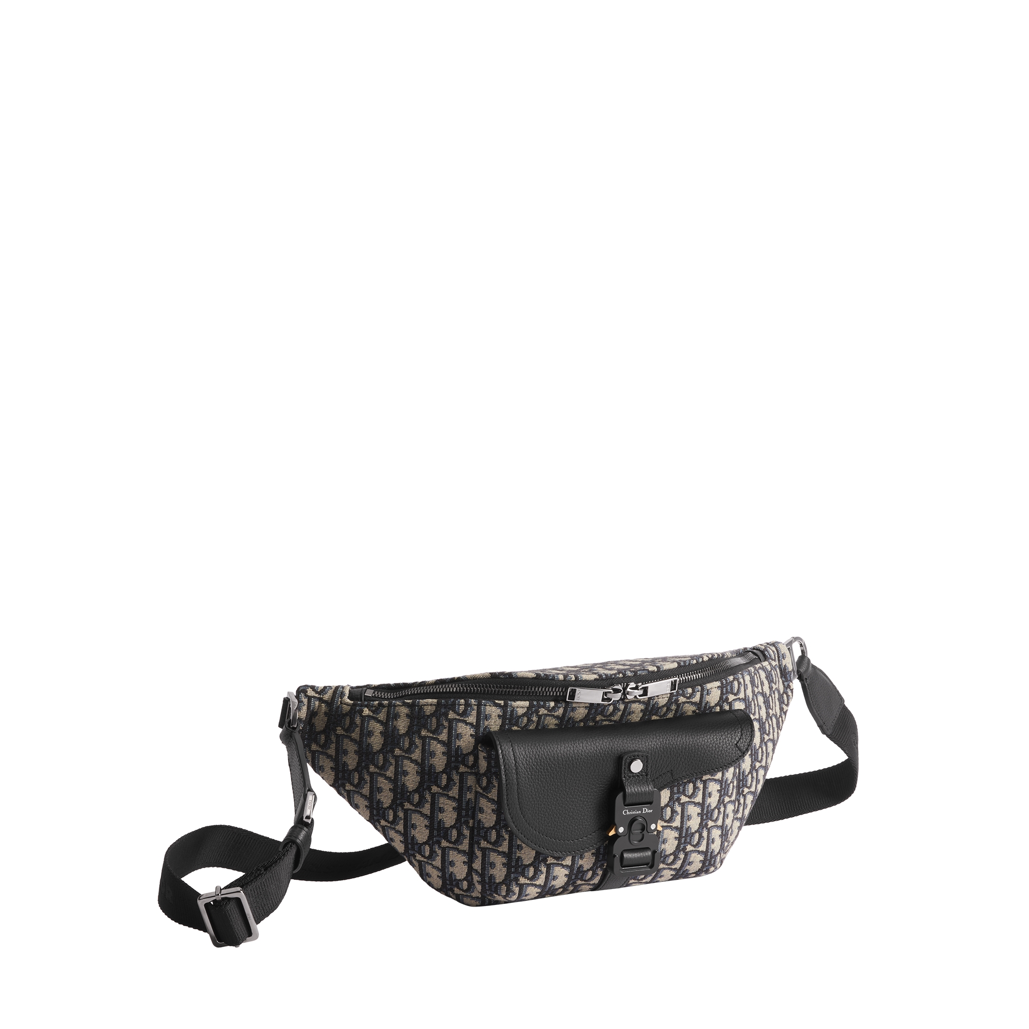  Beige and Black Dior Oblique Jacquard with Black Grained Calfskin