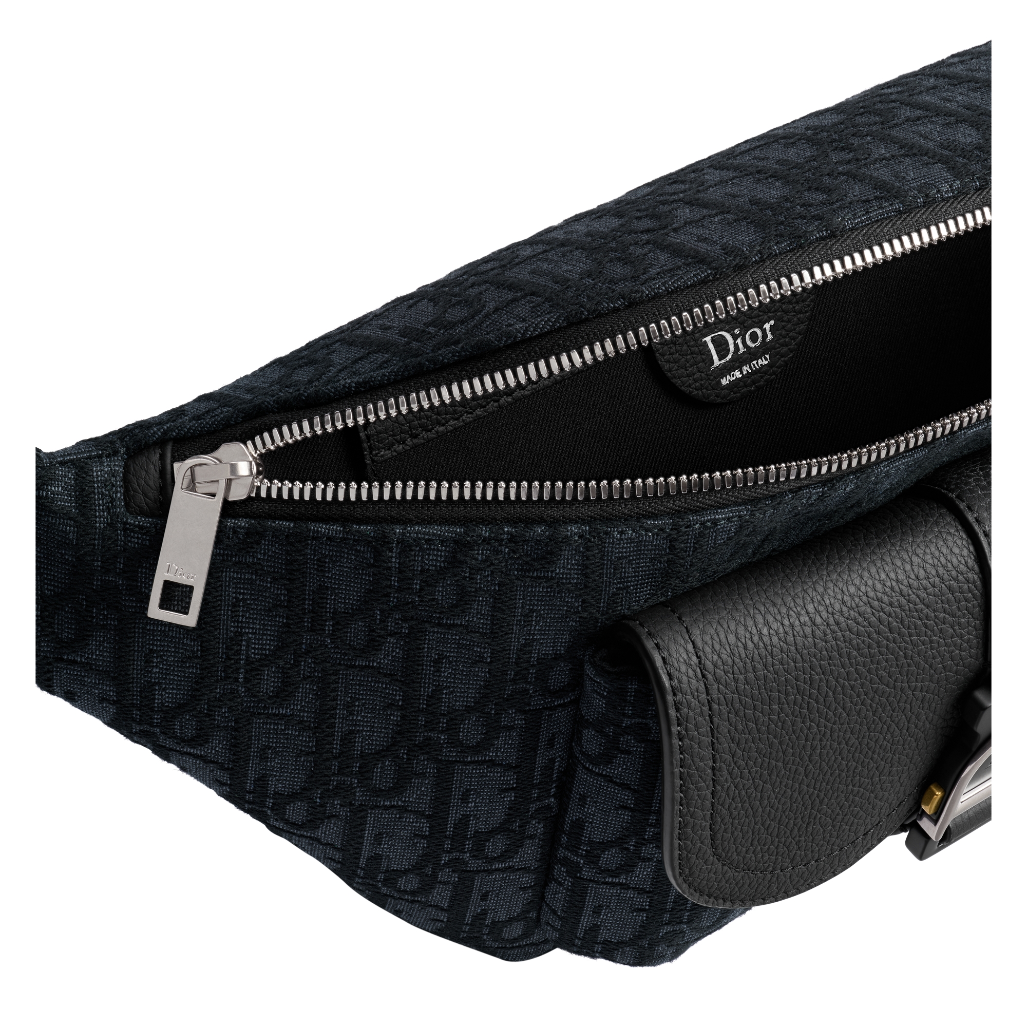Saddle Heritage Belt Bag Black Dior Oblique Jacquard and Black Grained Calfskin E06