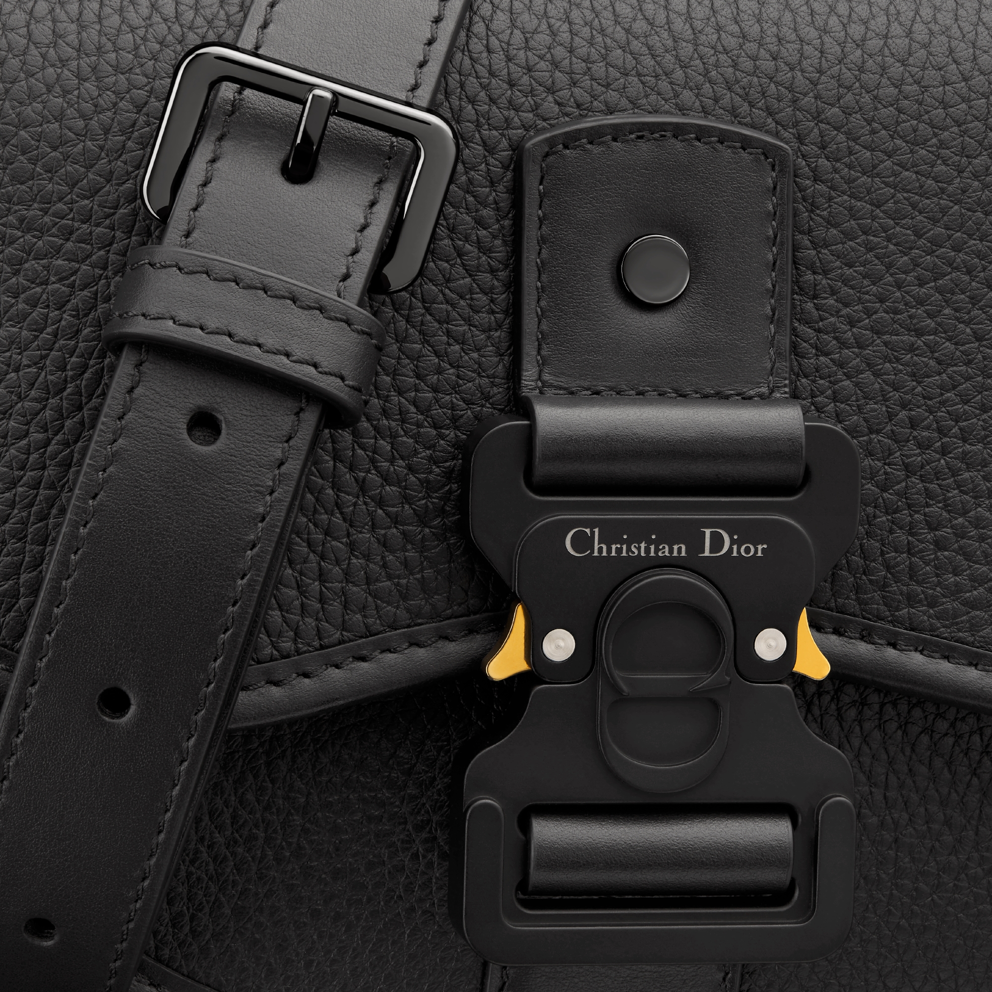 Mini Gallop Bag with Strap Black Grained and Smooth Calfskin DIOR